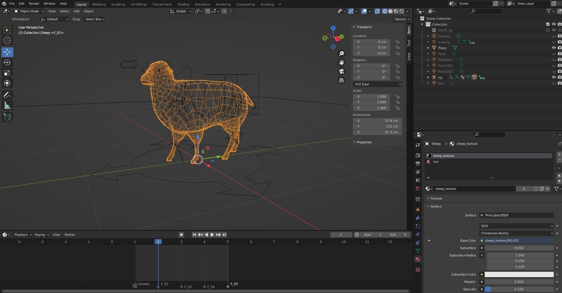 Fur Black Sheep Rigged in Blender Low-poly 3D model_9