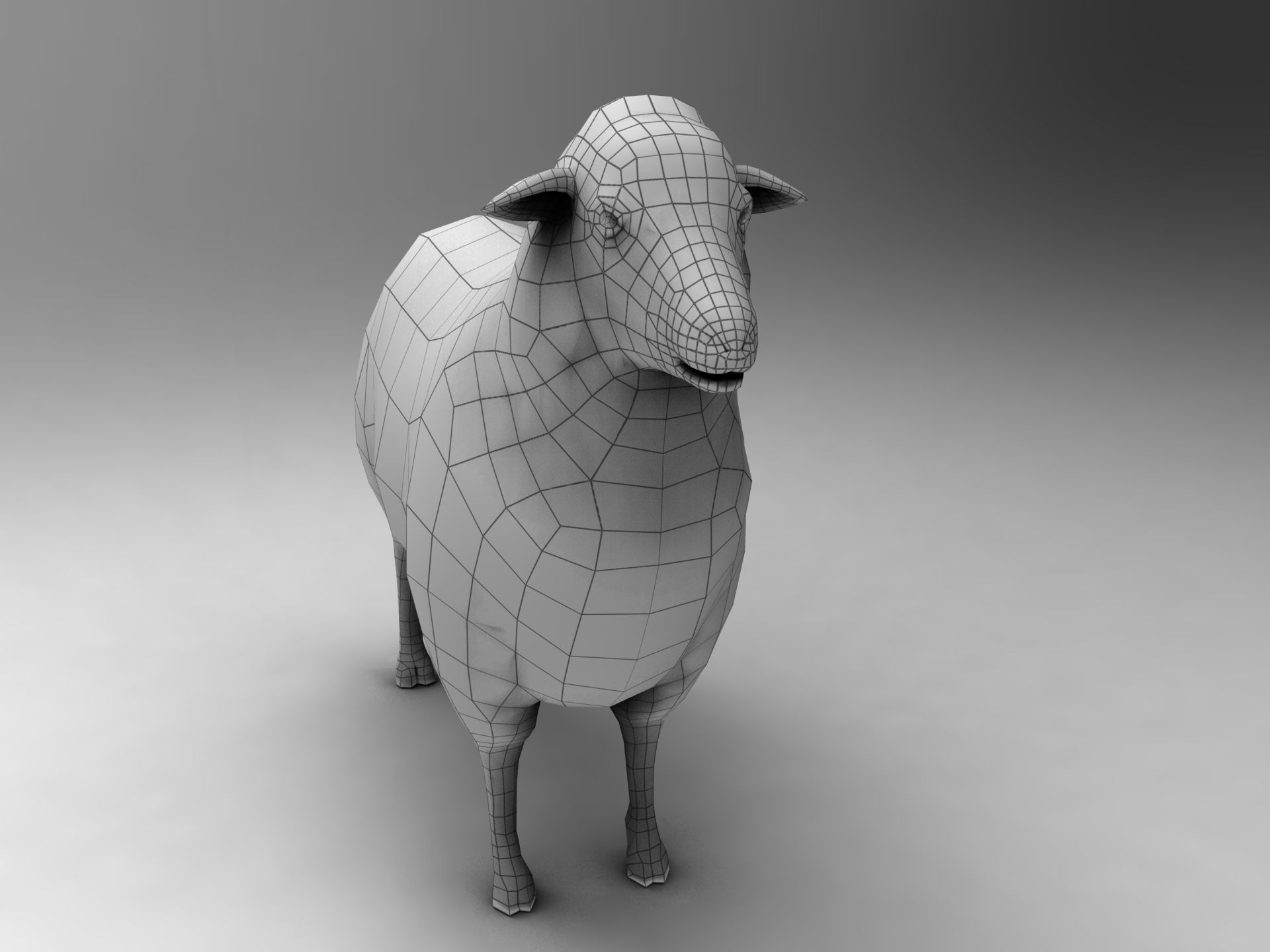 Fur Black Sheep Rigged in Blender Low-poly 3D model_15