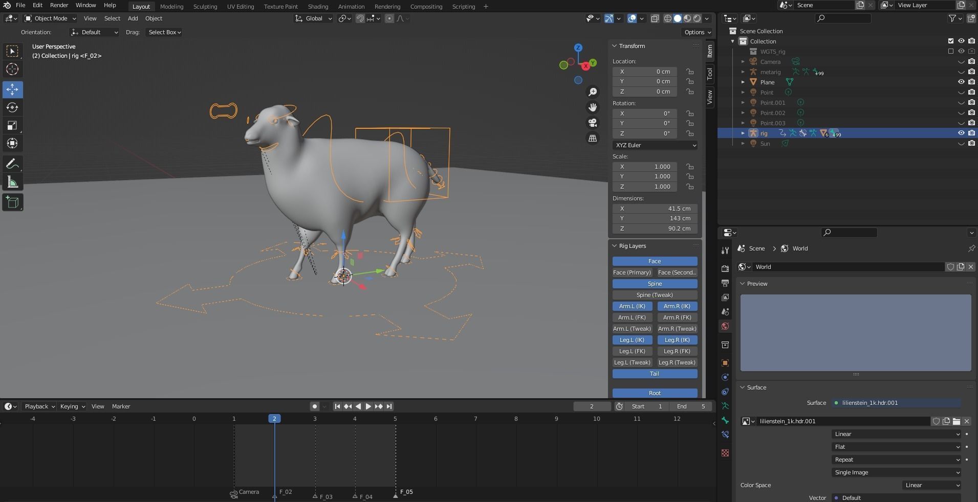 Fur Black Sheep Rigged in Blender Low-poly 3D model_10
