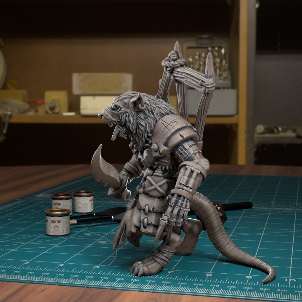 Ratman Swordsman 01 - Presupported 3D print model_1