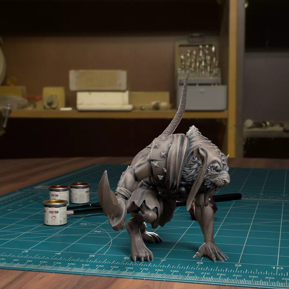 Ratman Swordsman 04 - Pre-Supported 3D print model