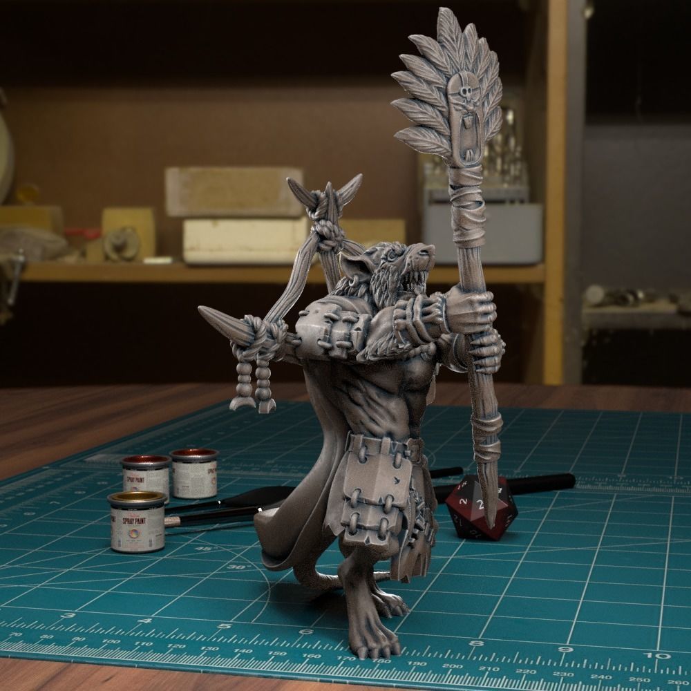 Ratman Shaman 05 - Pre-Supported 3D print model_4