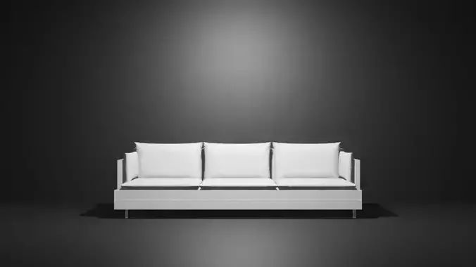 3d sofa 3 seater lowpoly