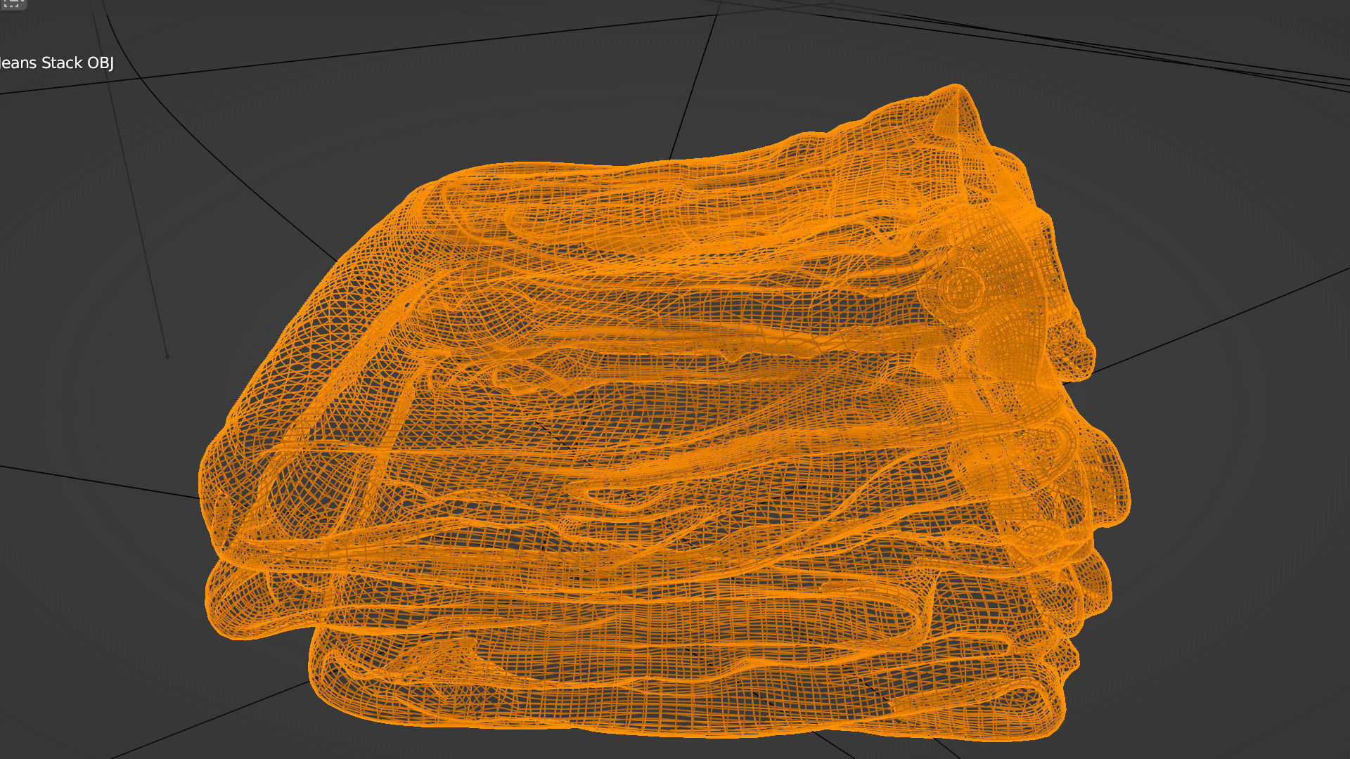 Pile or stock of folded blue jeans pants for wardrobe 3D model_6