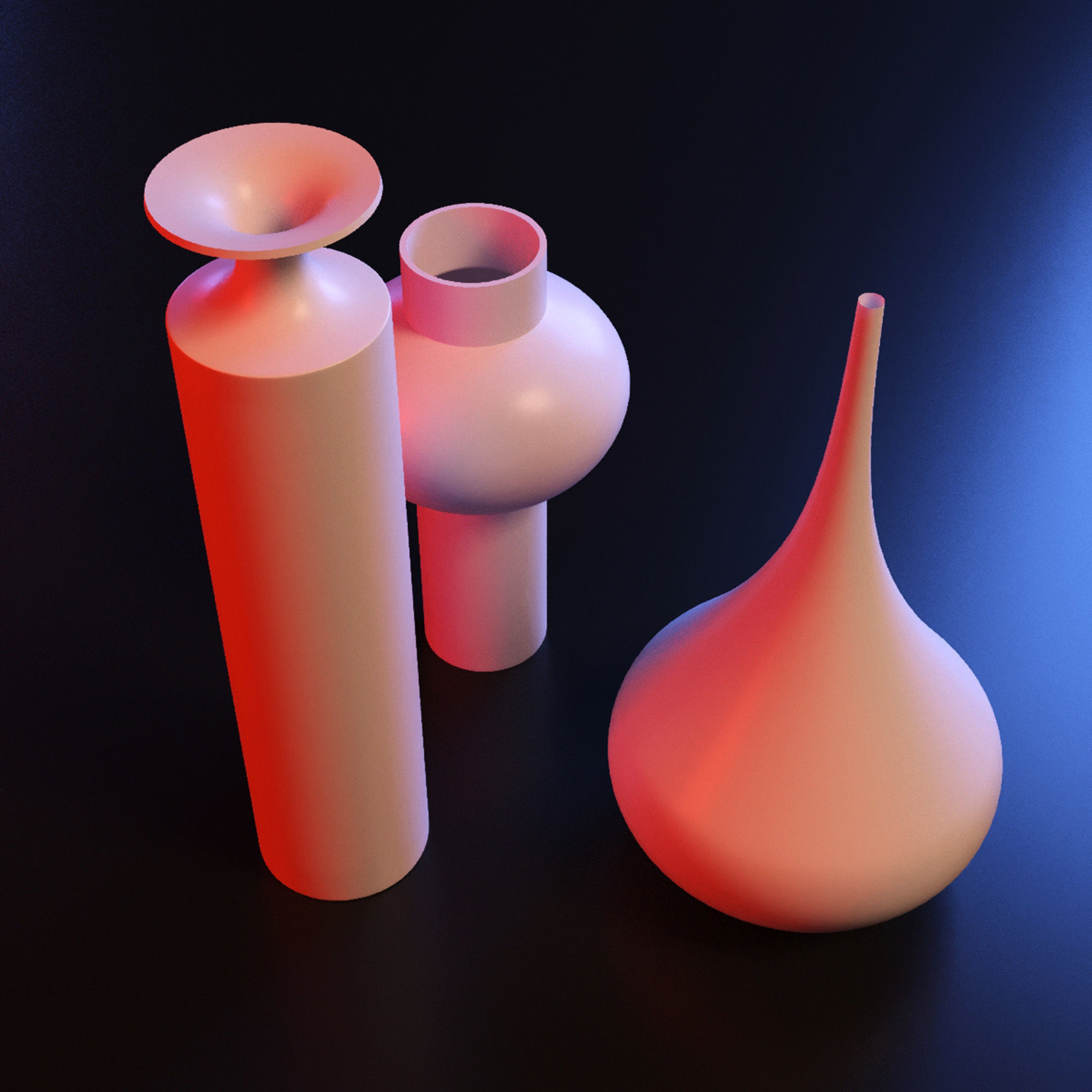 Modern Vase set 3D print model_3