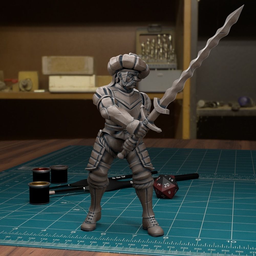 Mercenary Landsknecht Soldier 08 - Pre-Supported 3D print model_3