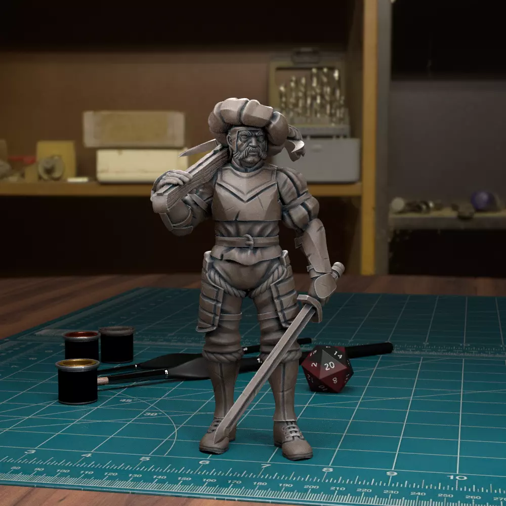 Mercenary Landsknecht Soldier 09 - Pre-Supported 3D print model_0
