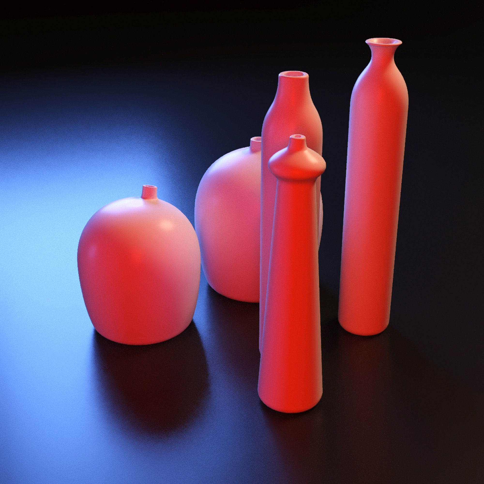 Modern geometric vase set 3D print model_4