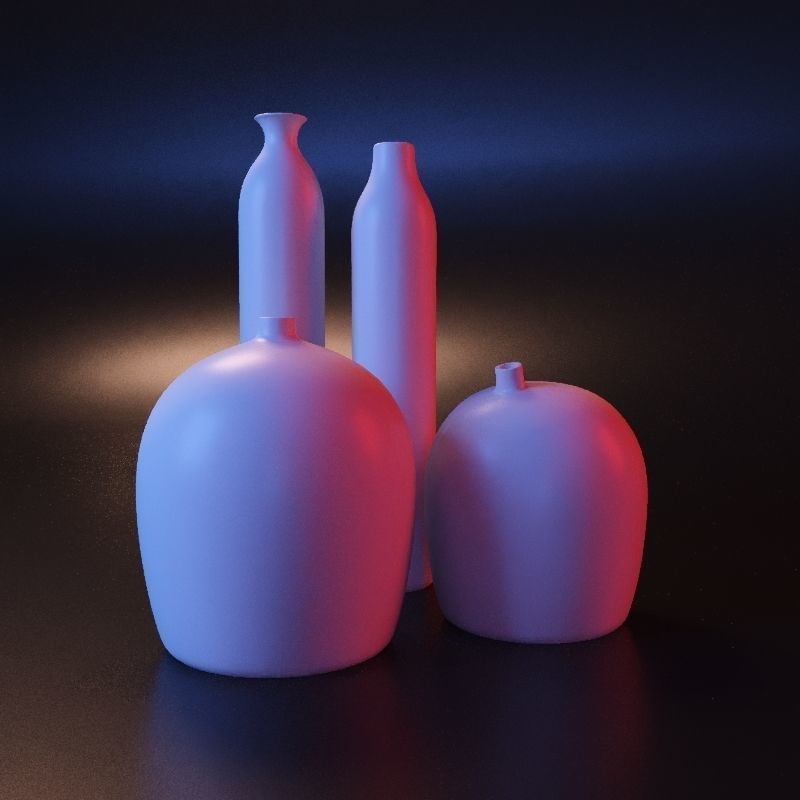 Modern geometric vase set 3D print model_8