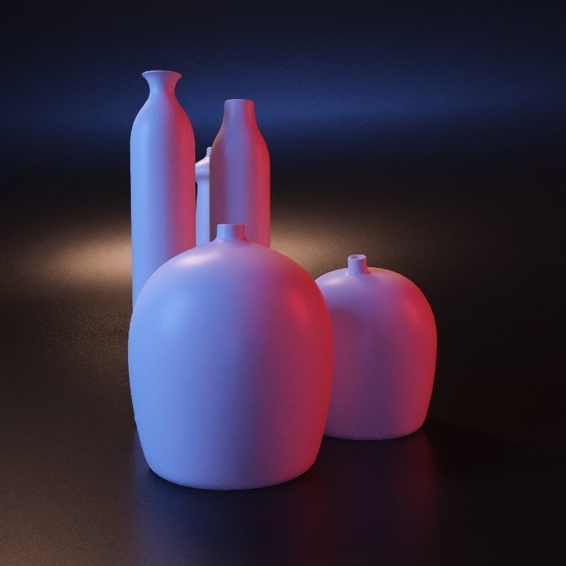 Modern geometric vase set 3D print model_9