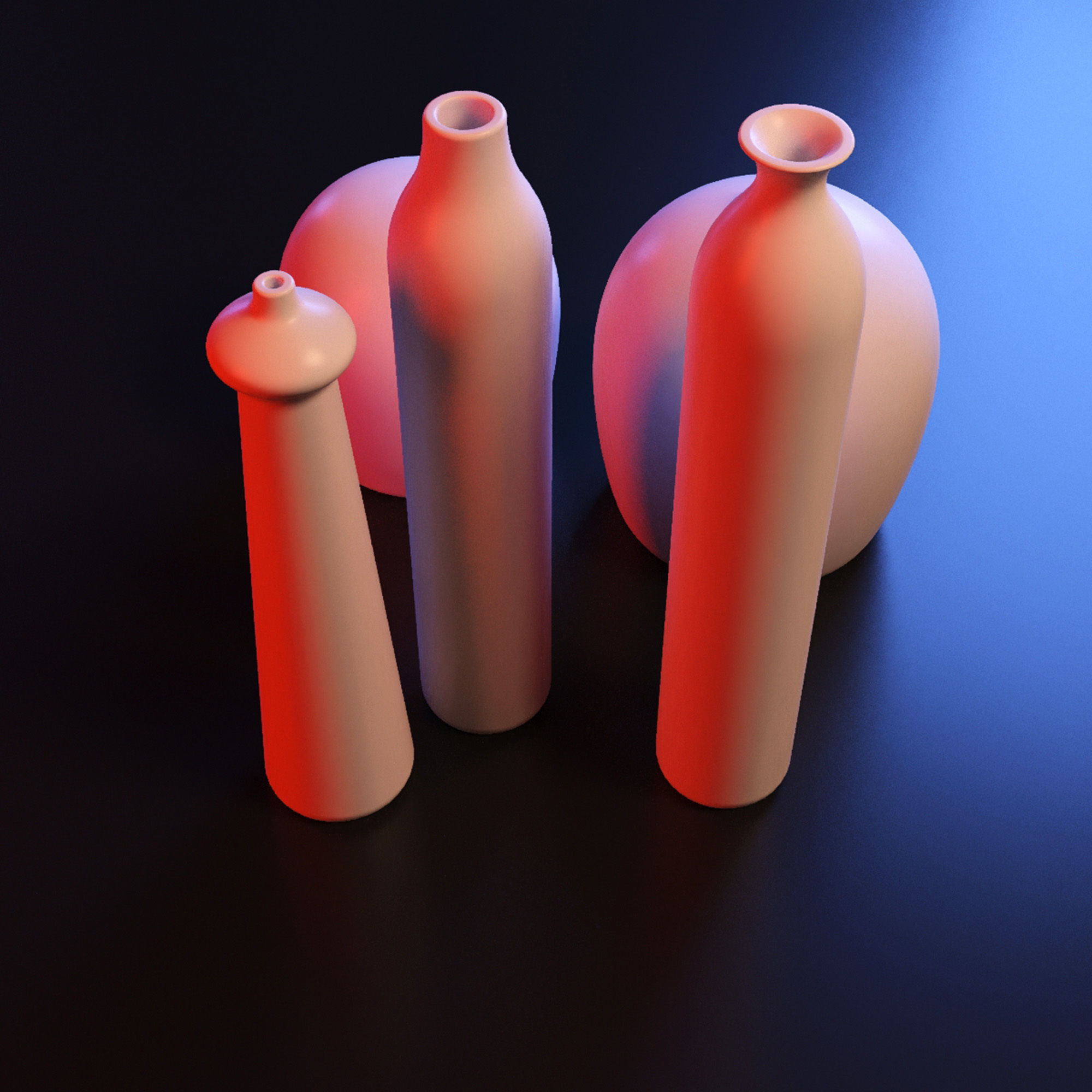 Modern geometric vase set 3D print model_3