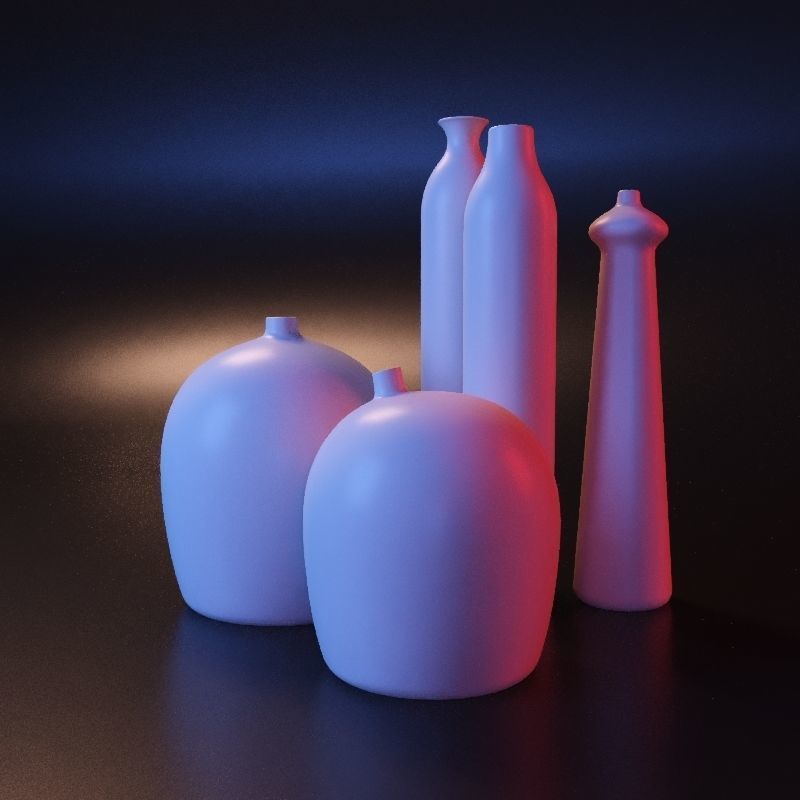 Modern geometric vase set 3D print model_5