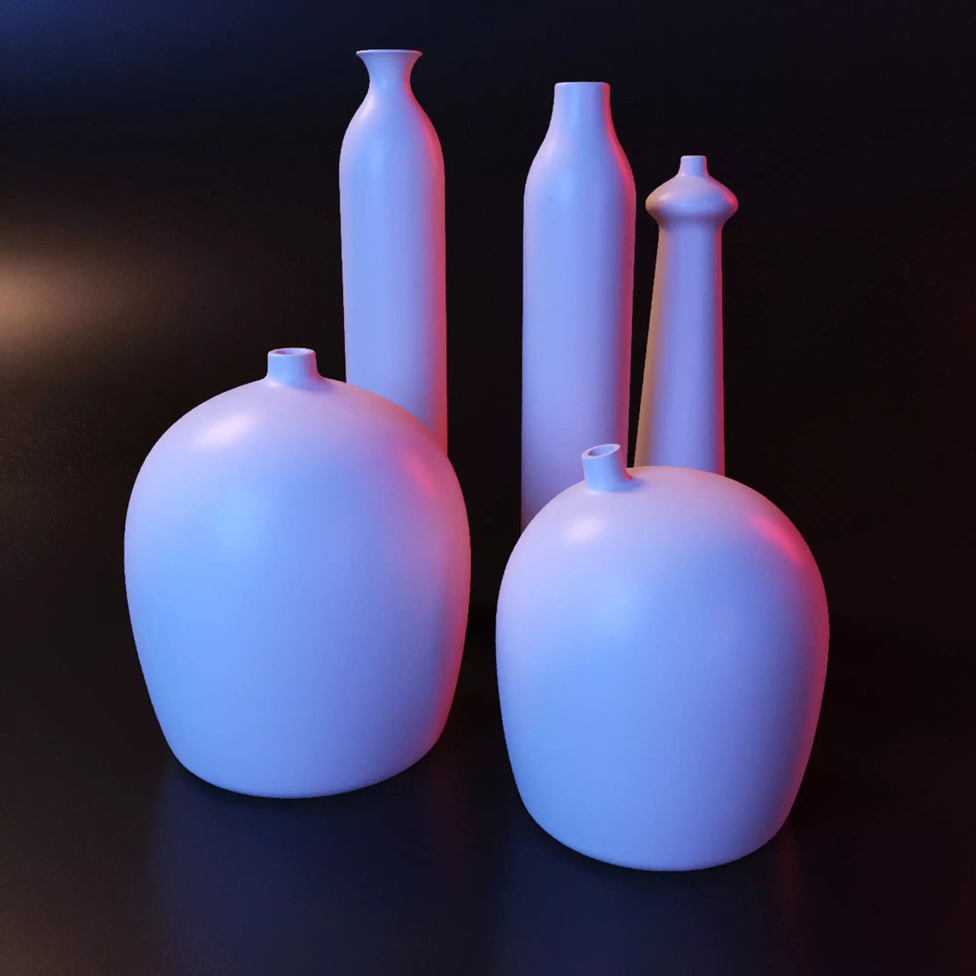 Modern geometric vase set 3D print model_0