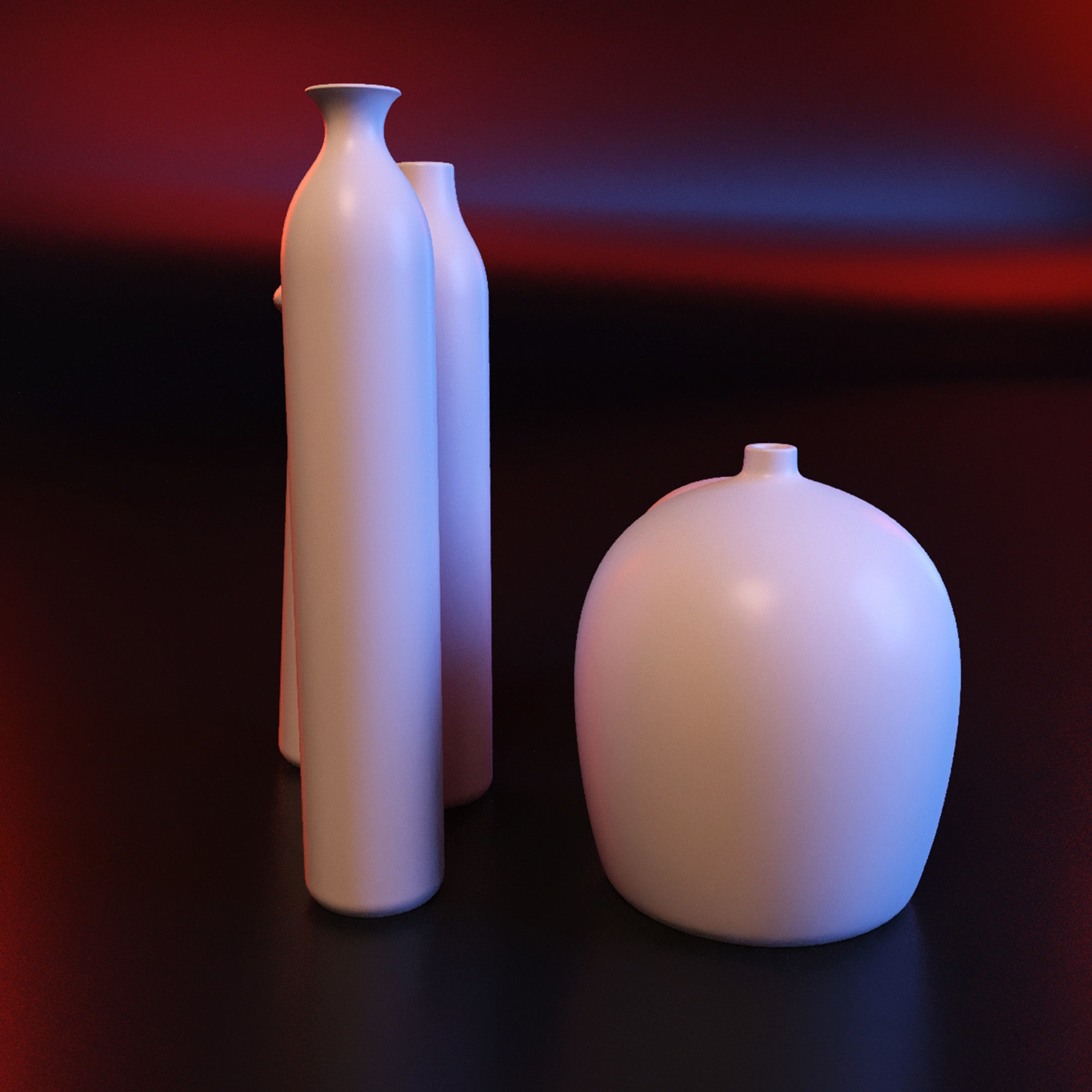 Modern geometric vase set 3D print model_2