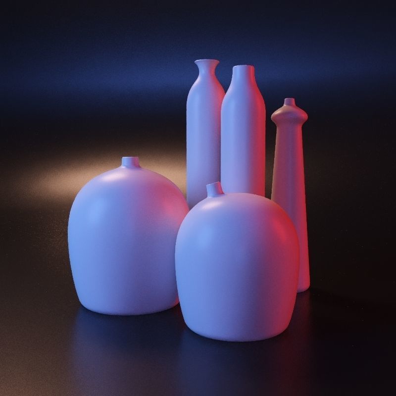 Modern geometric vase set 3D print model_6
