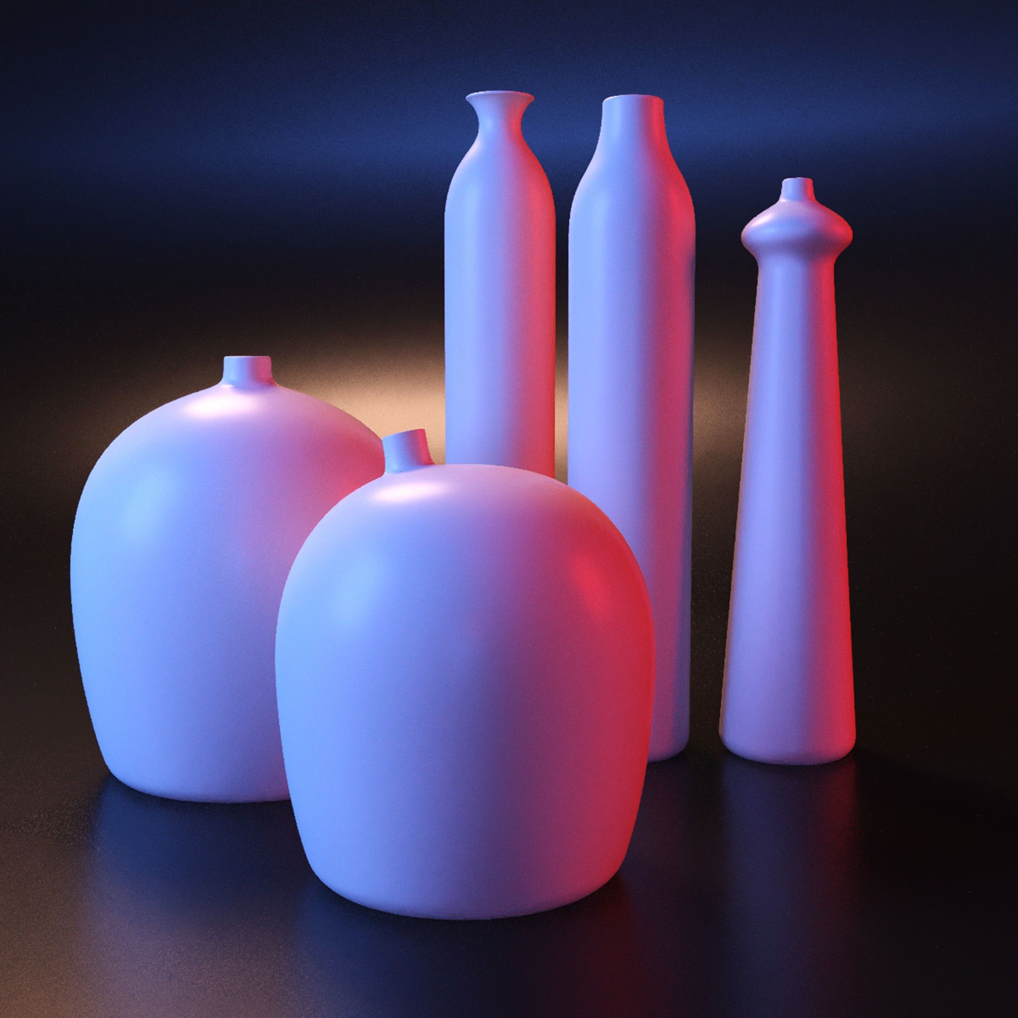 Modern geometric vase set 3D print model_1