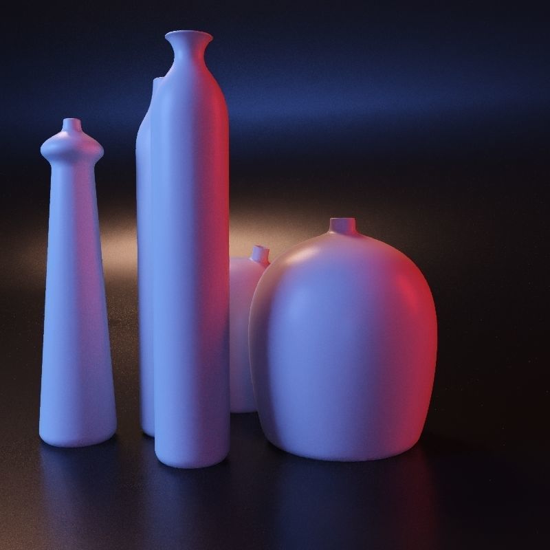Modern geometric vase set 3D print model_12