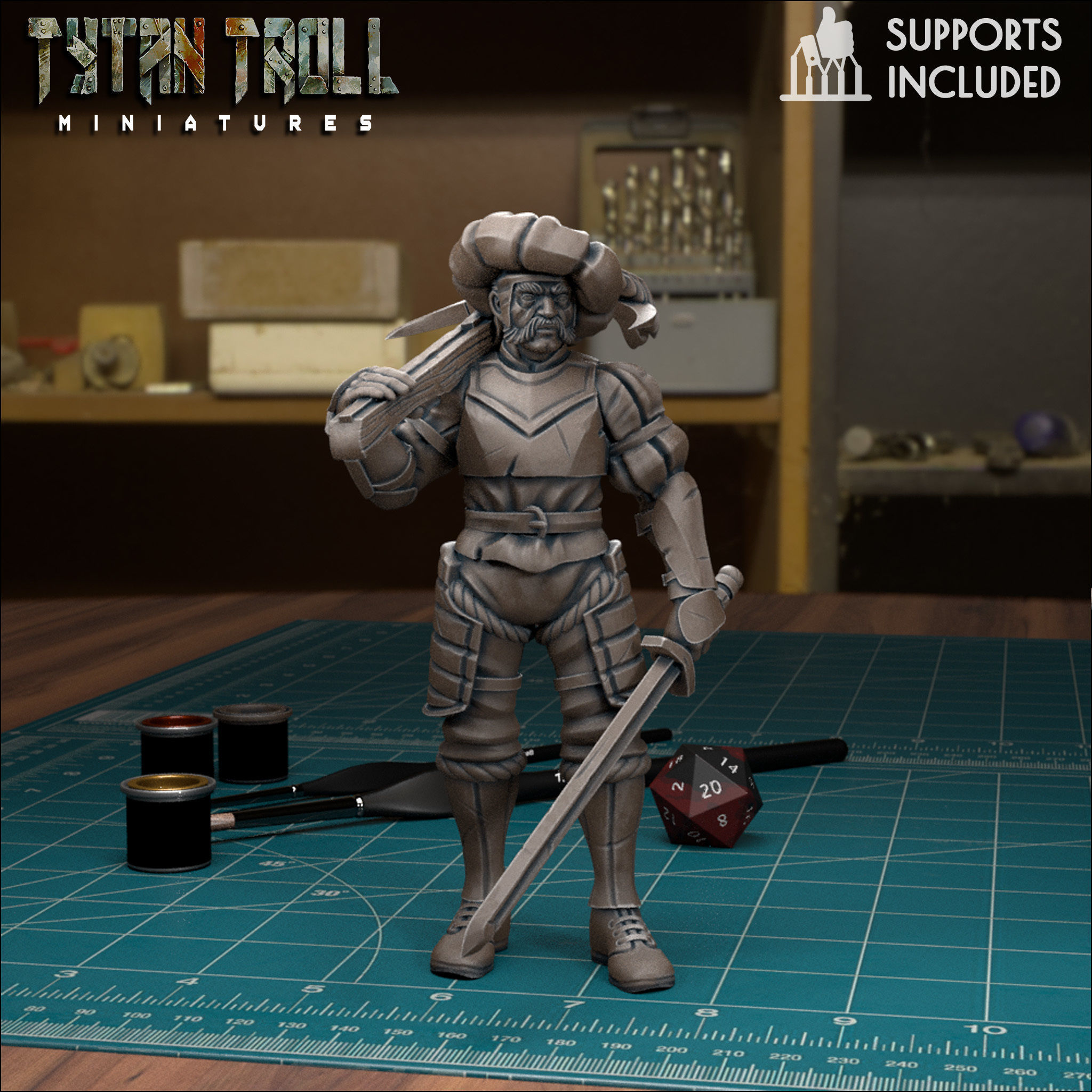 Mercenary Landsknecht Soldier Bundle - Pre-Supported 3D print model_9