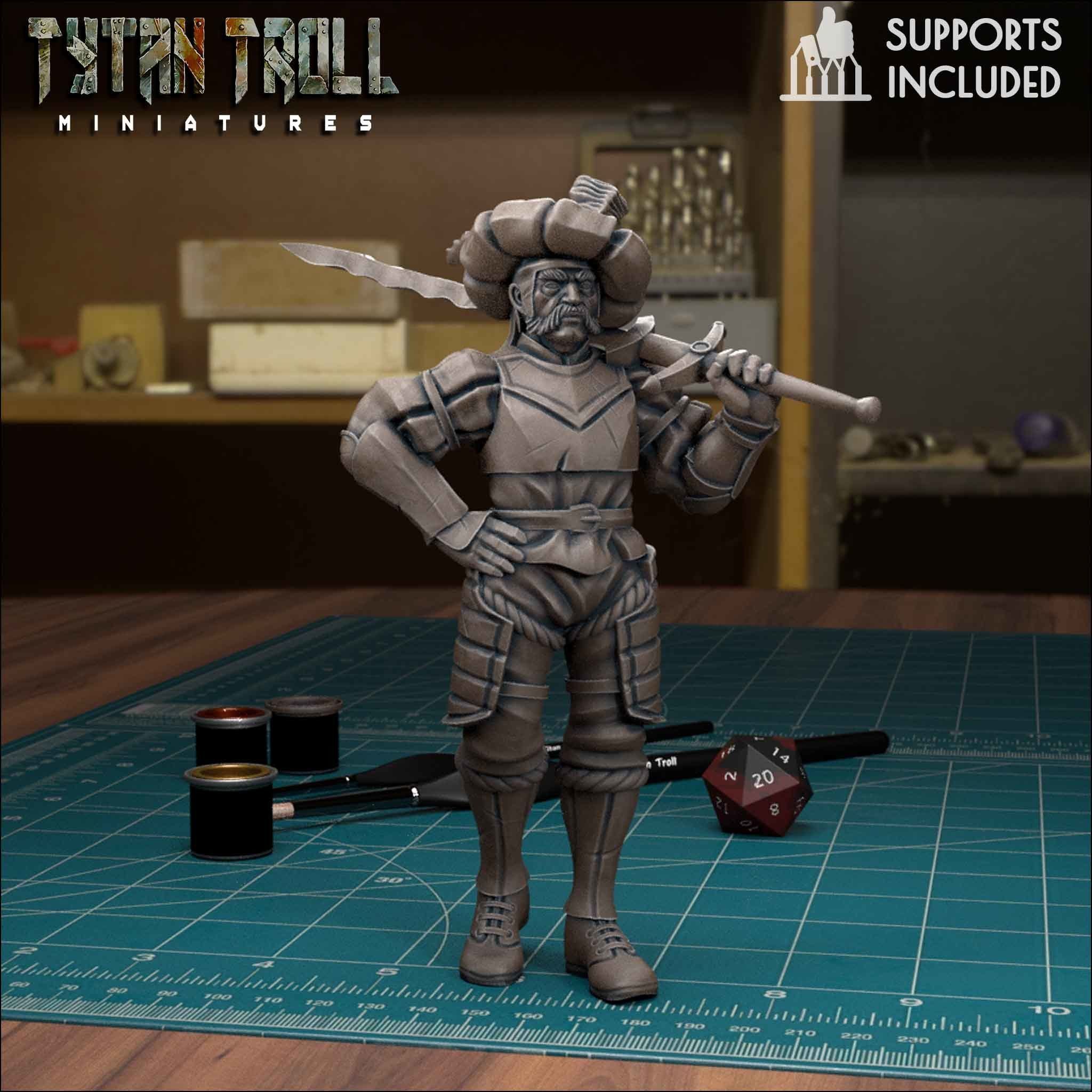 Mercenary Landsknecht Soldier Bundle - Pre-Supported 3D print model_1