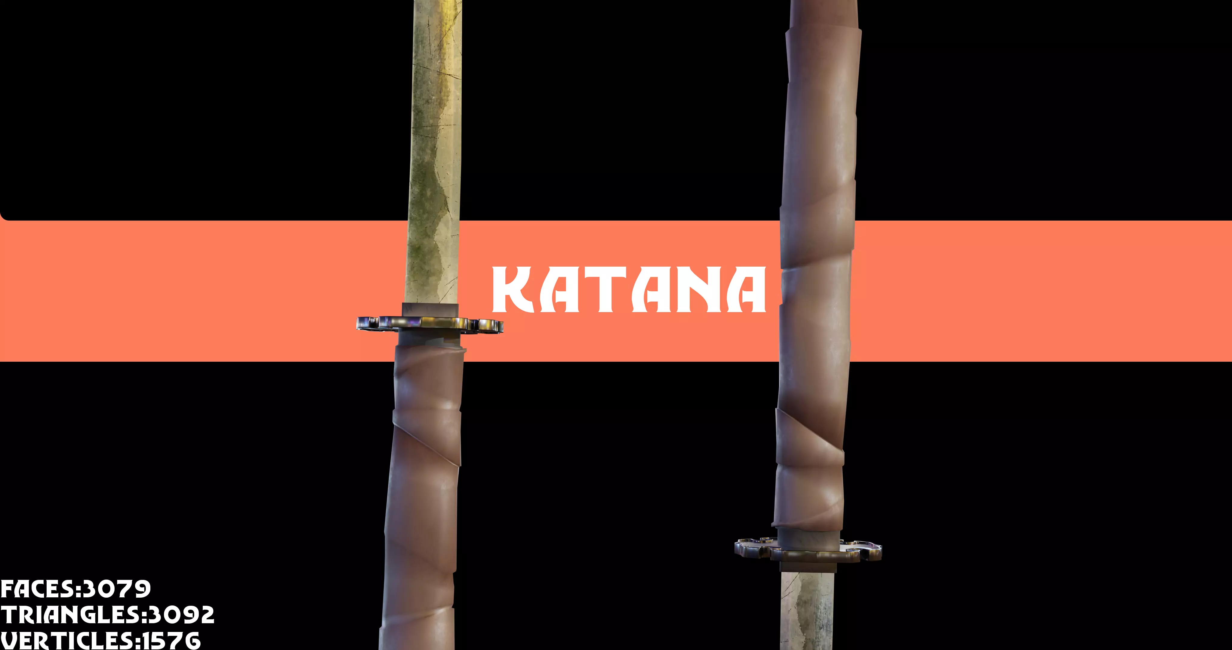 Katana  Low-poly 3D model_0
