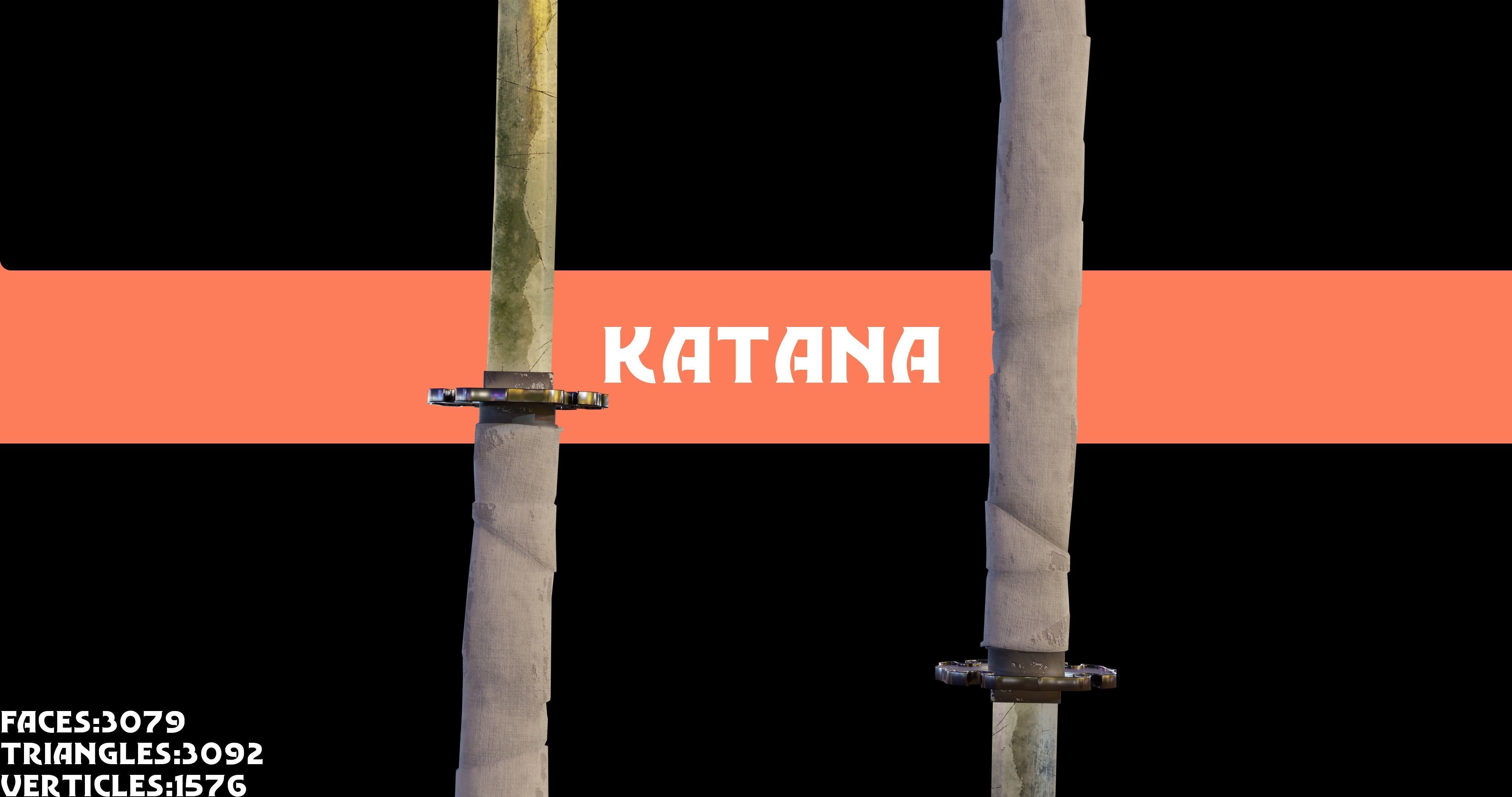 Katana  Low-poly 3D model_2