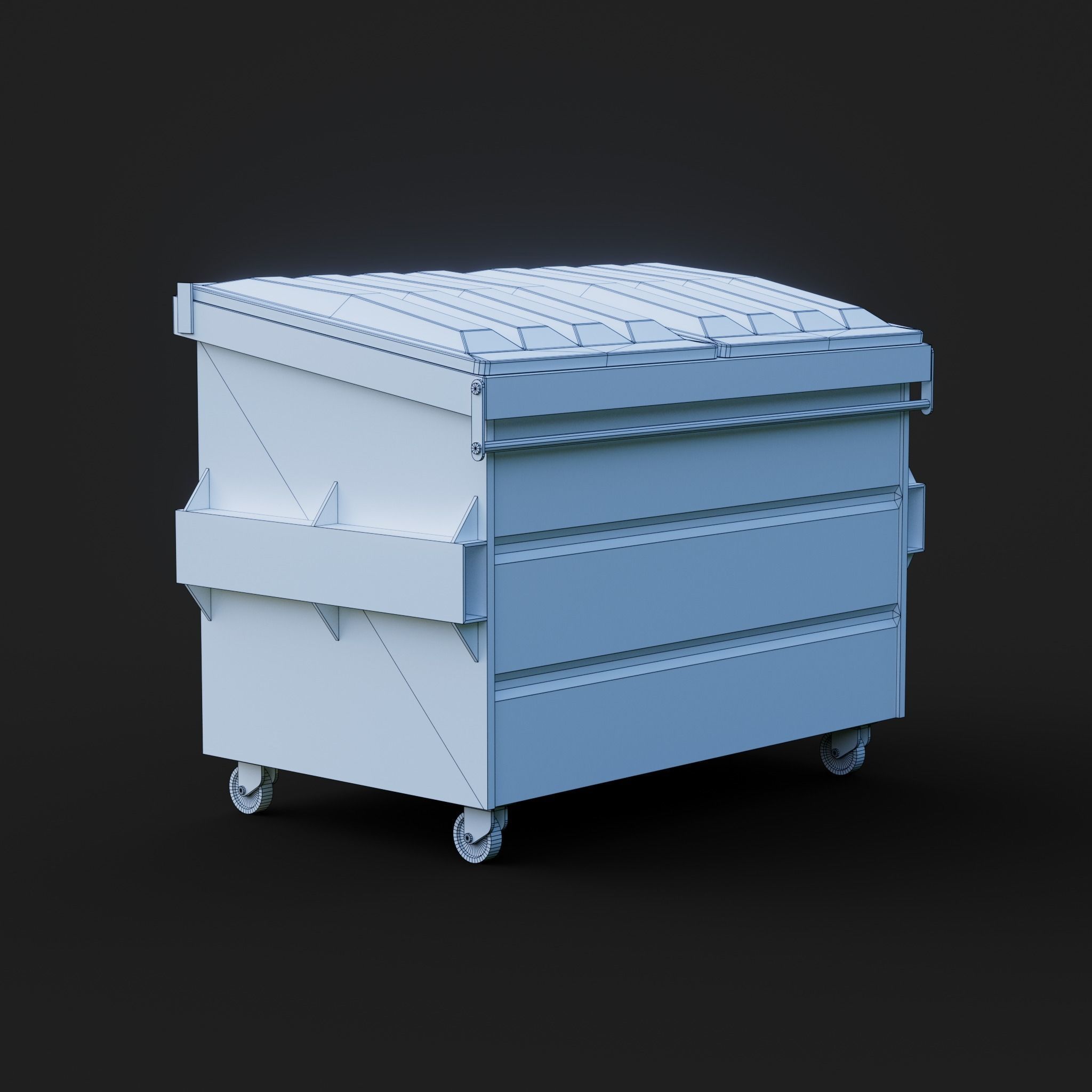 LOW POLY - DUMPSTER garbage can with graffiti Low-poly 3D model_2