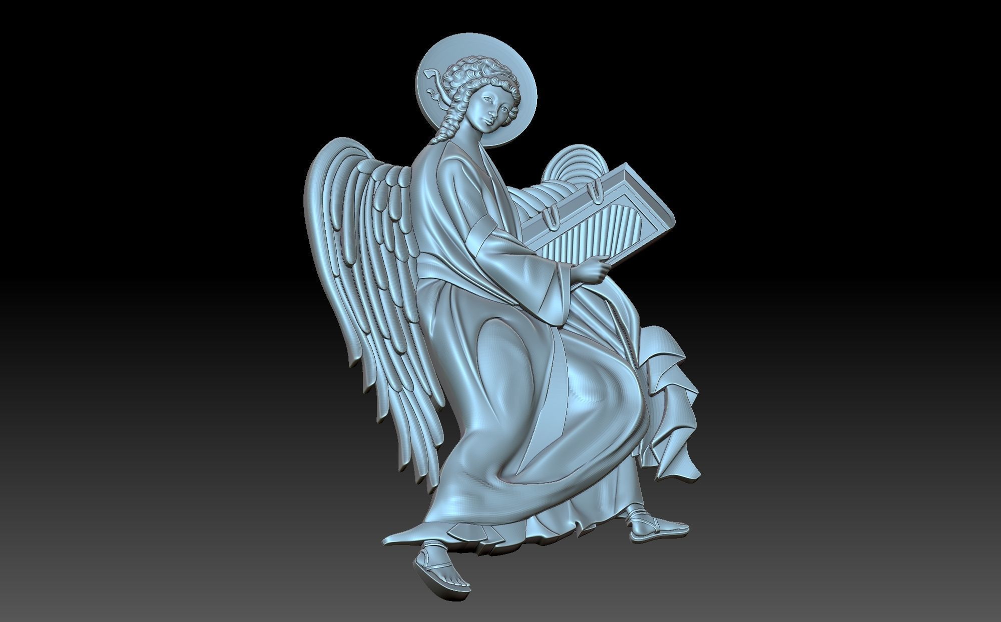 Angel tall tower with light shining 3D print model_10