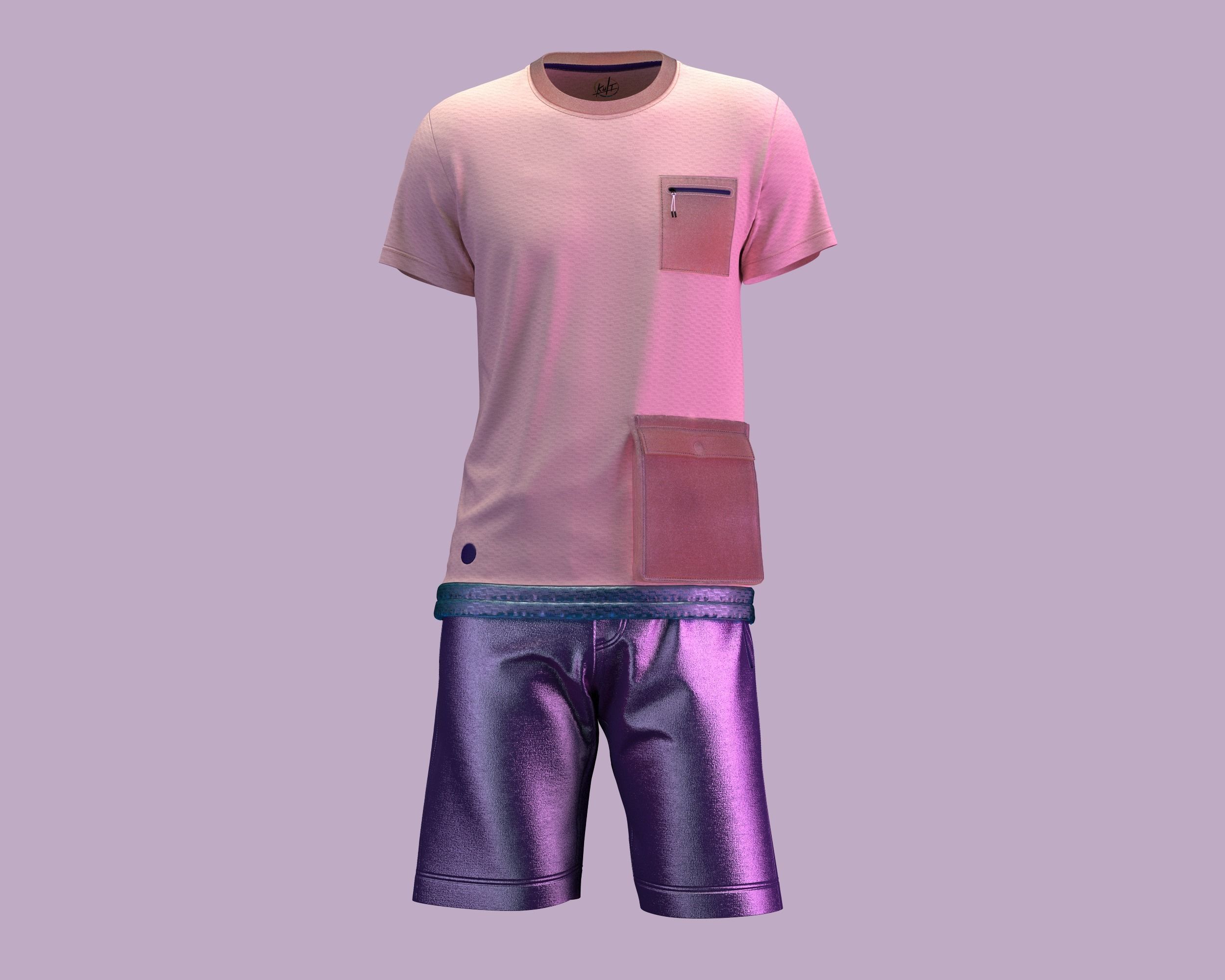 Metaverse-T-Shirt with Short pant 3D model_11