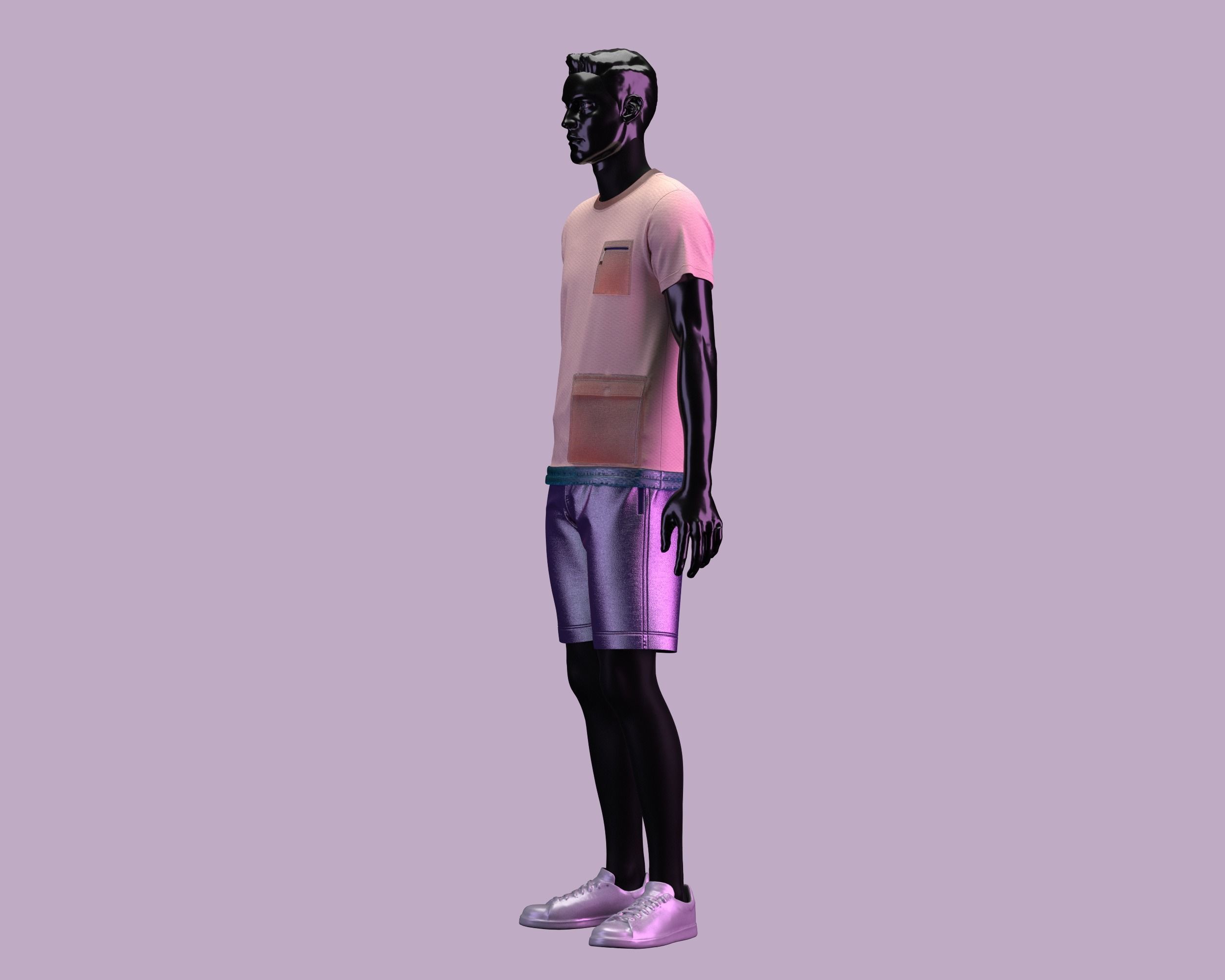 Metaverse-T-Shirt with Short pant 3D model_10