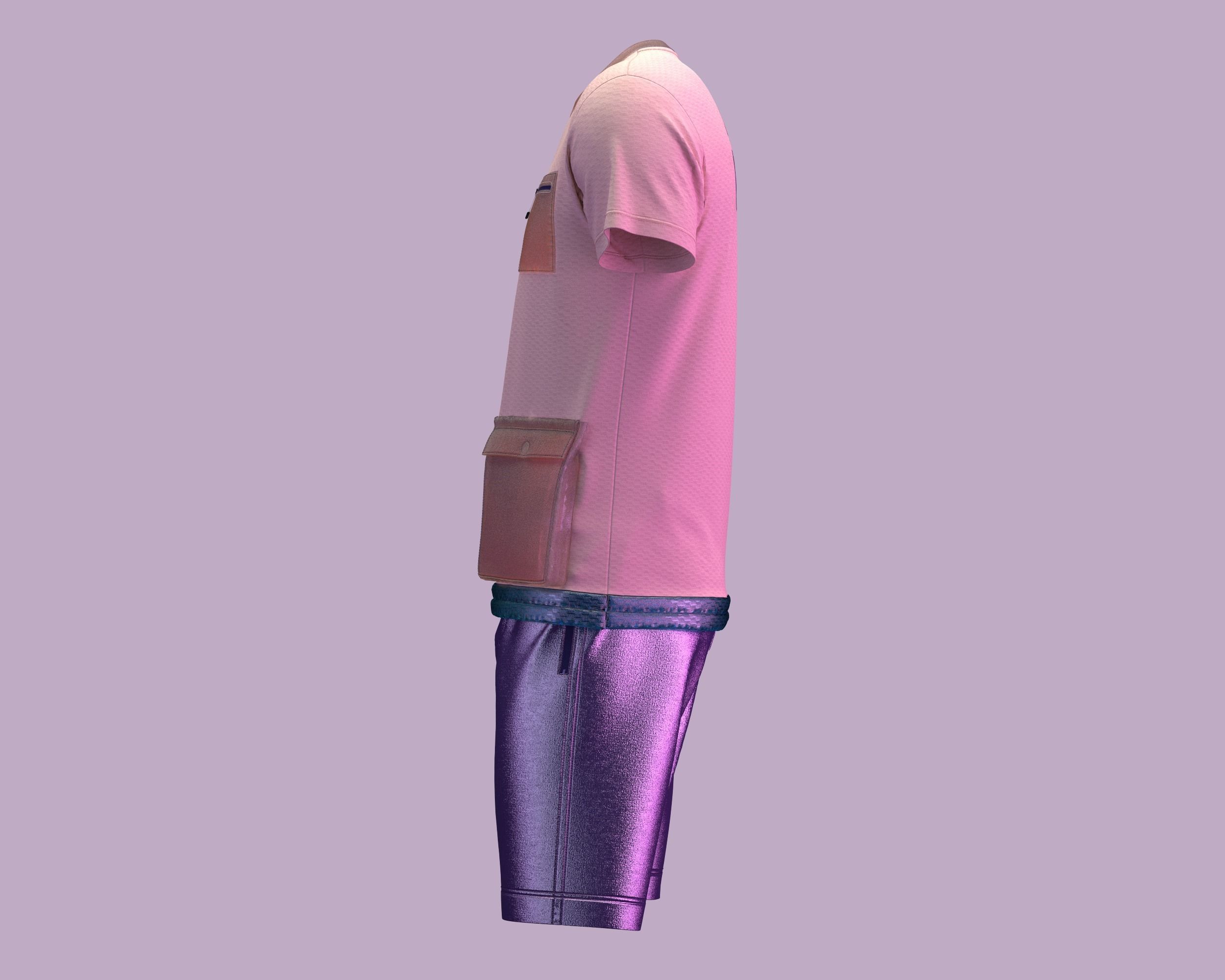 Metaverse-T-Shirt with Short pant 3D model_14