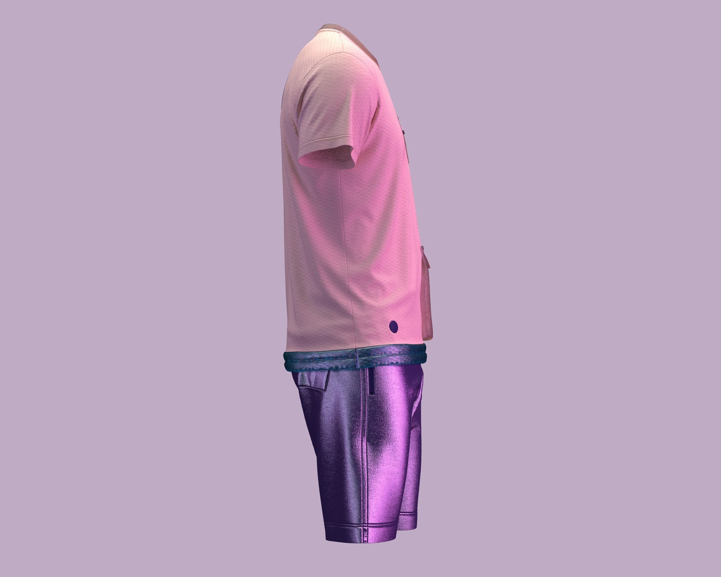 Metaverse-T-Shirt with Short pant 3D model_12