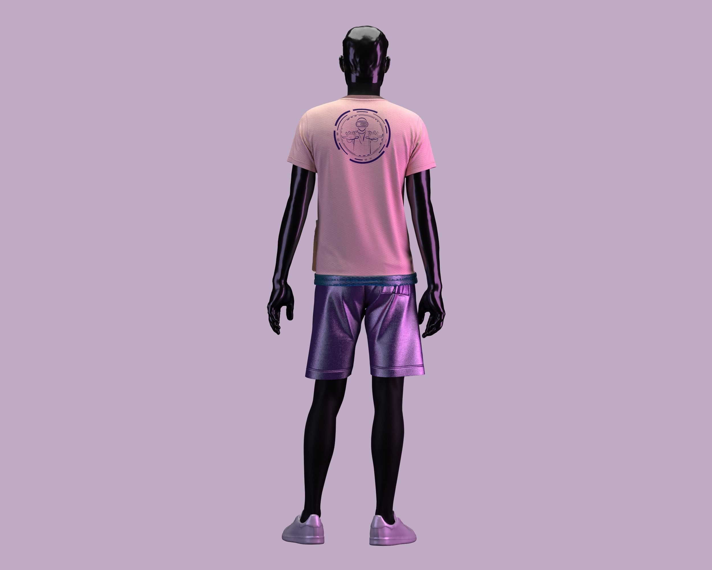 Metaverse-T-Shirt with Short pant 3D model_8