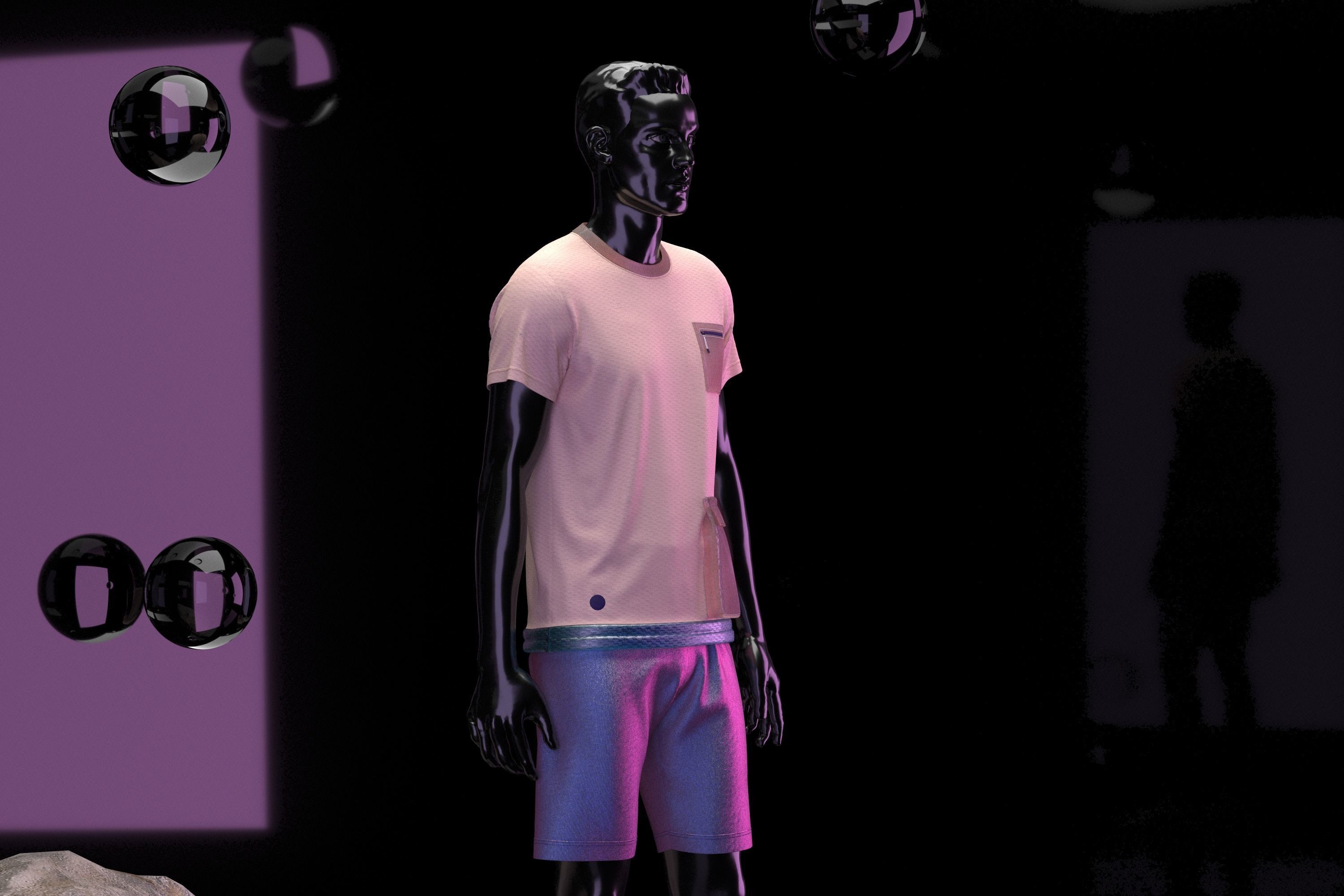 Metaverse-T-Shirt with Short pant 3D model_2
