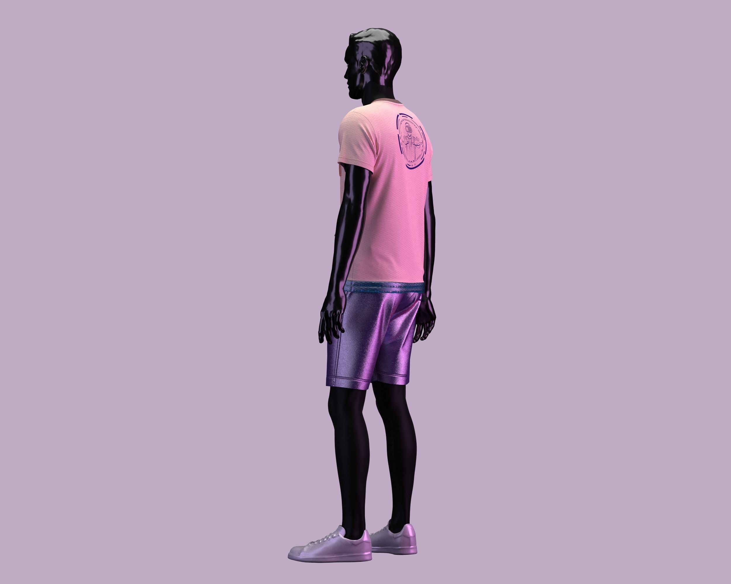 Metaverse-T-Shirt with Short pant 3D model_9