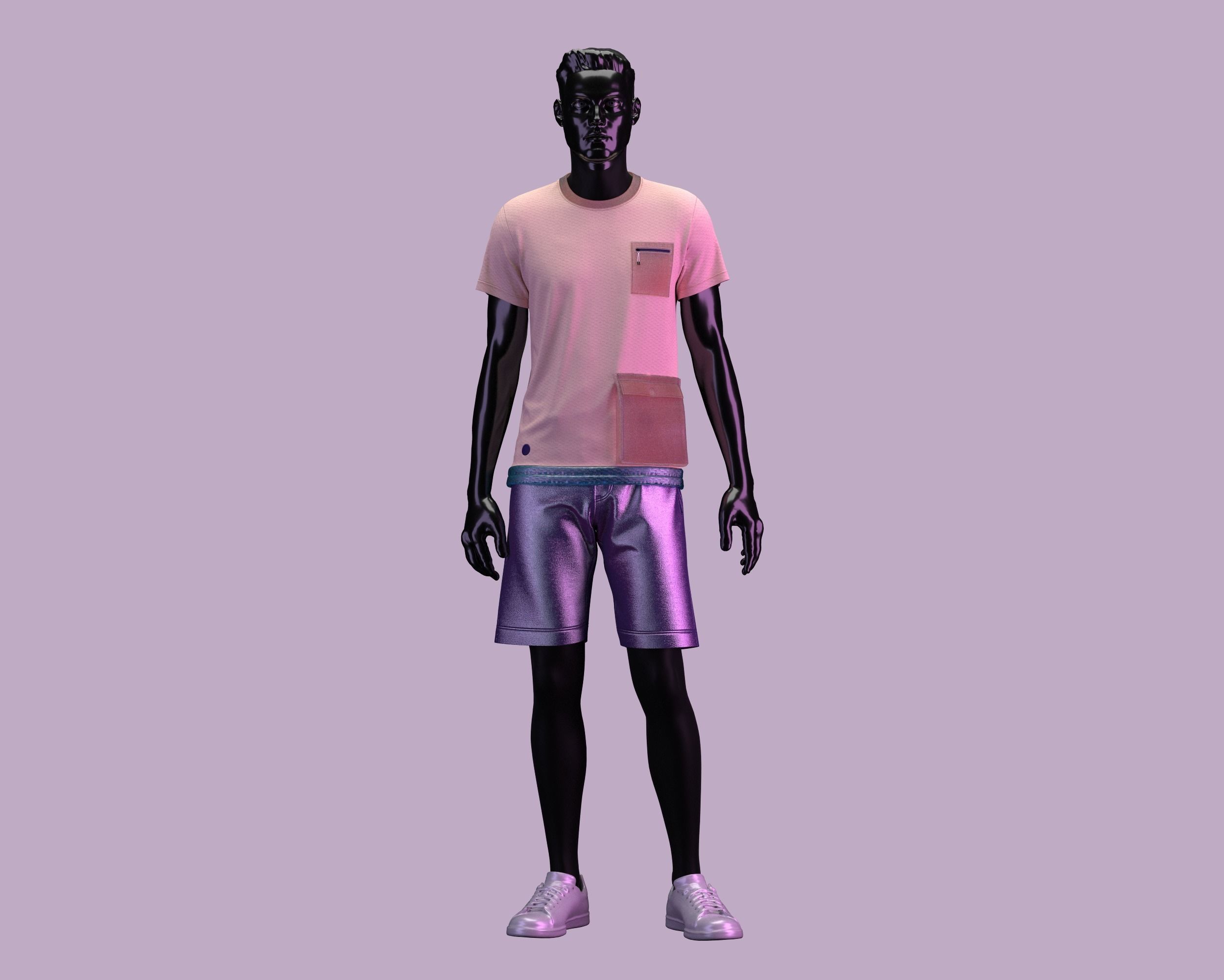 Metaverse-T-Shirt with Short pant 3D model_5