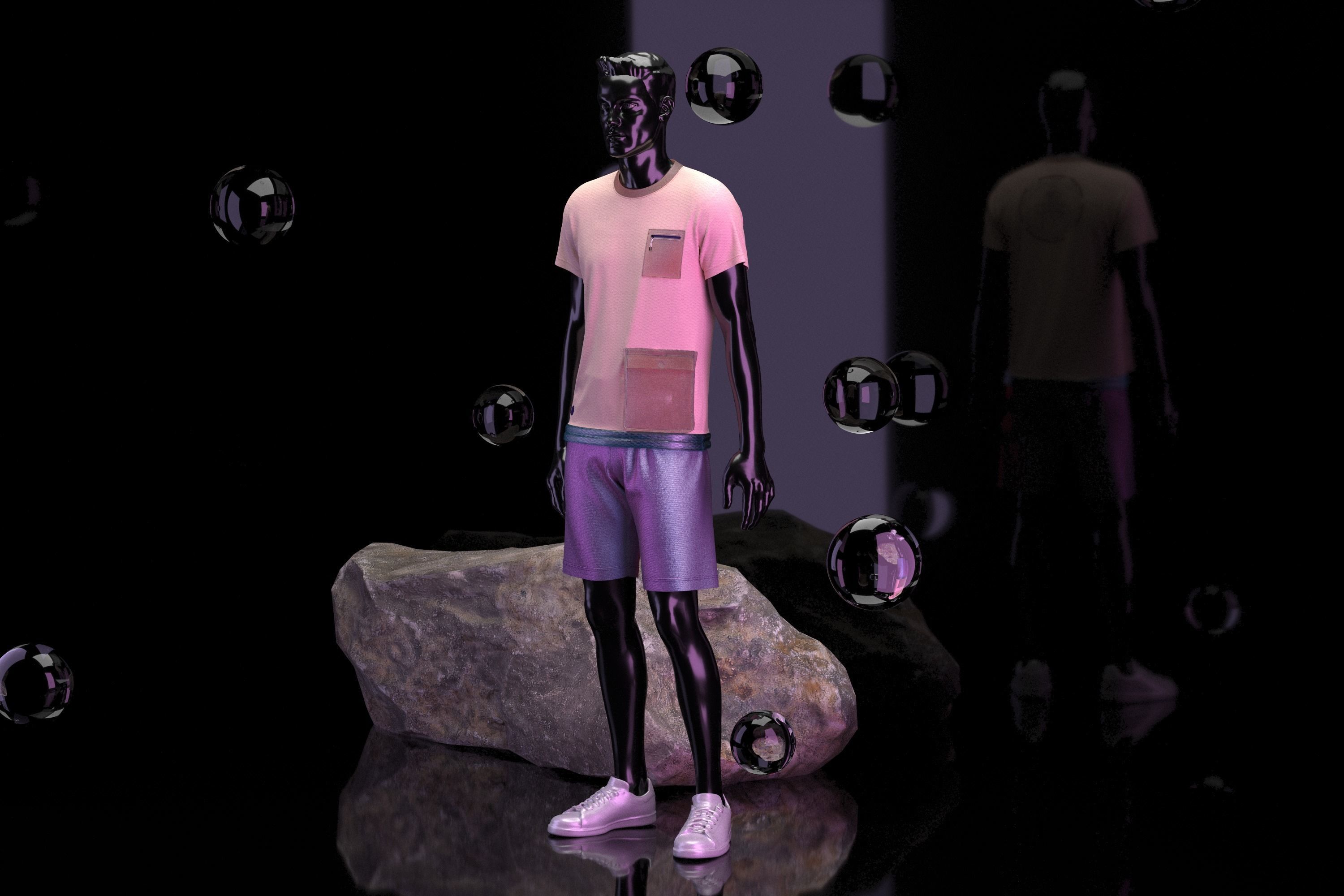 Metaverse-T-Shirt with Short pant 3D model_1