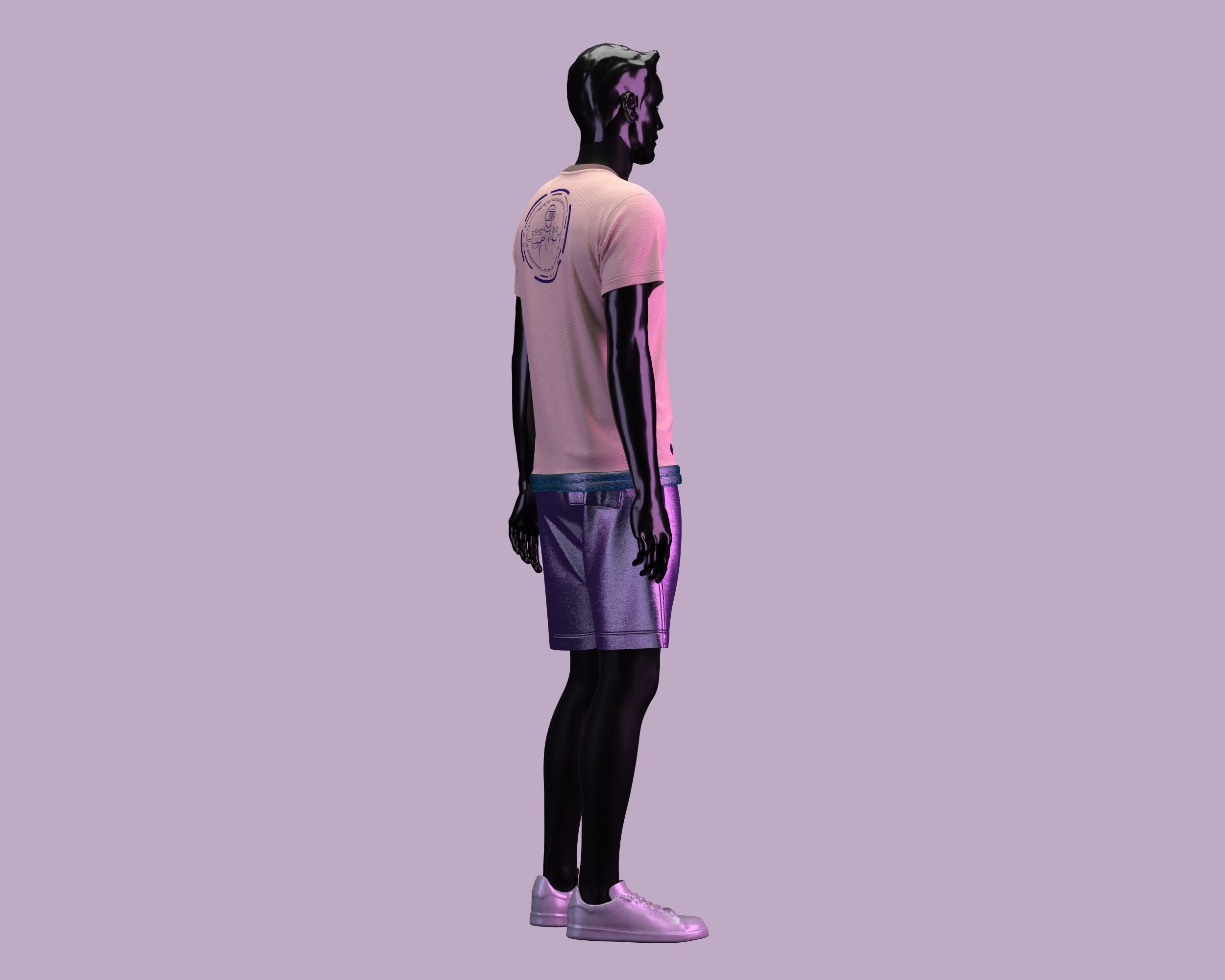 Metaverse-T-Shirt with Short pant 3D model_7