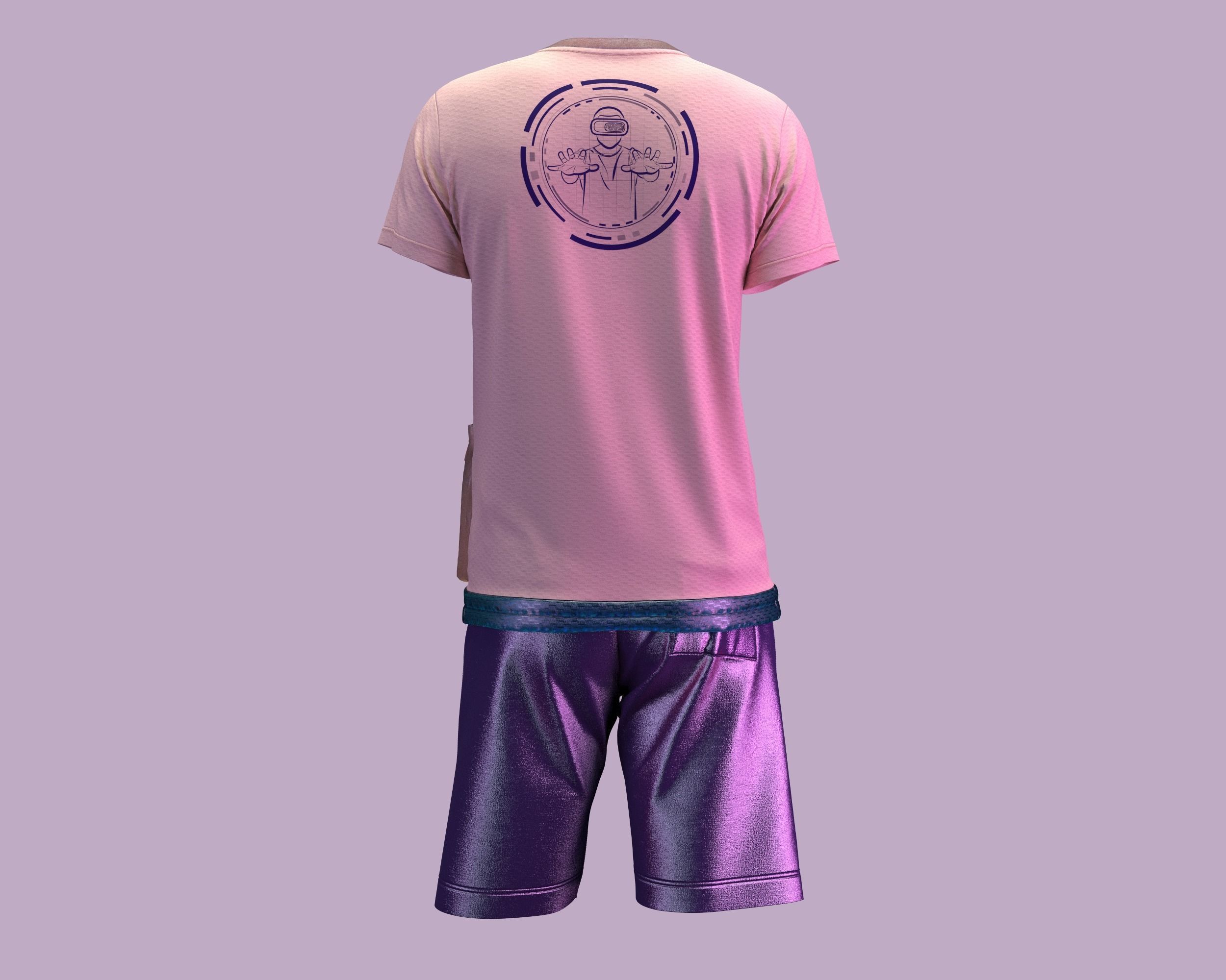 Metaverse-T-Shirt with Short pant 3D model_13