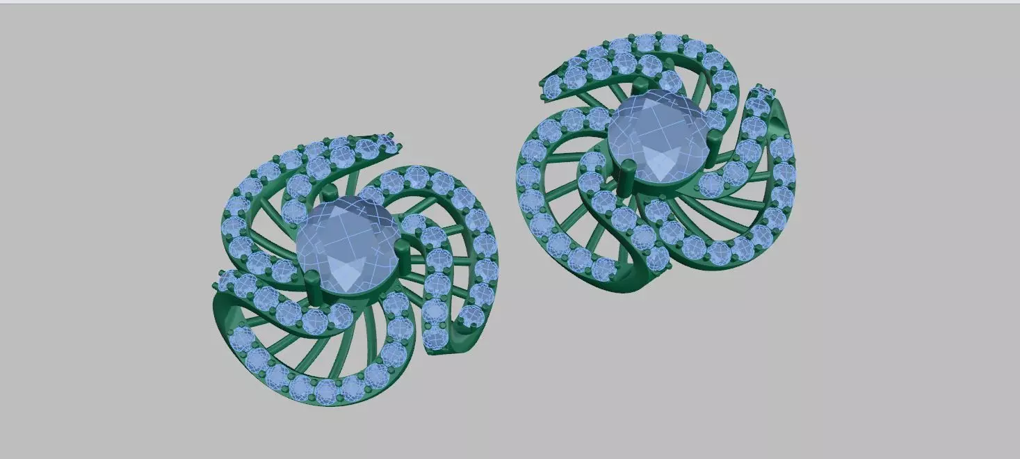 earring pair of earrings with stones 3D print model_0