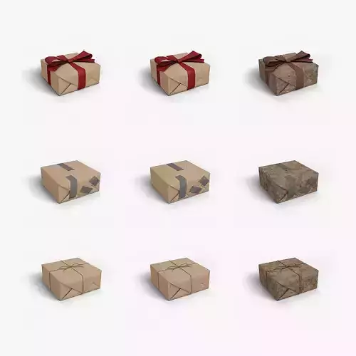 Gift Box Set New Crumpled Dirty with Duct Tape Ribbon Thread