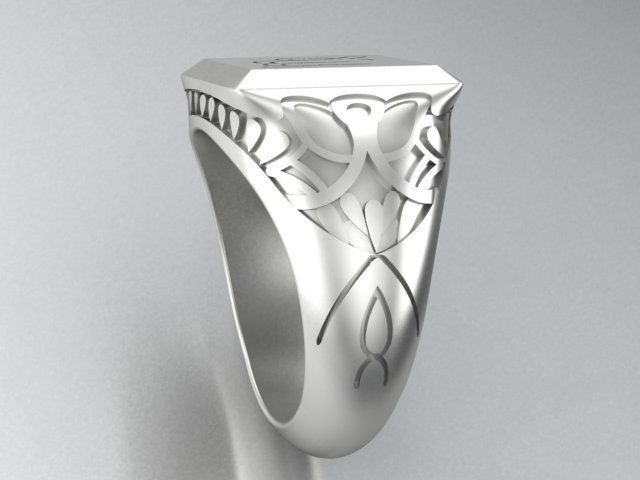 signet mens ring with black onyx two options 3D print model_3