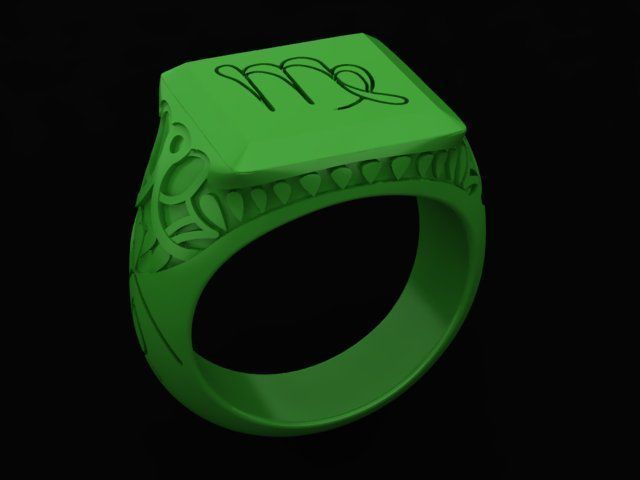 signet mens ring with black onyx two options 3D print model_12