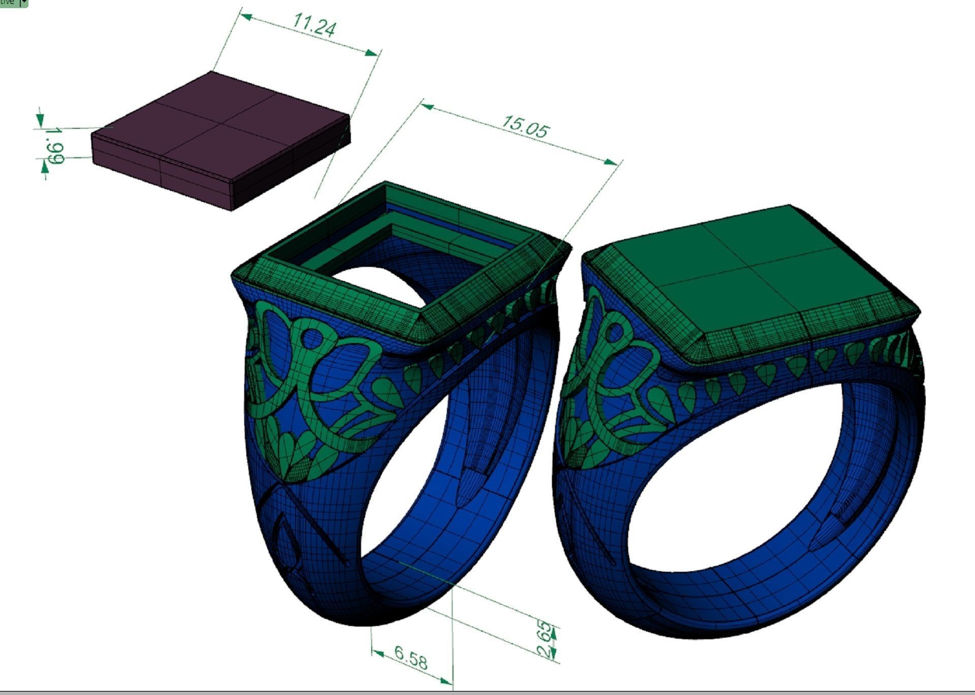 signet mens ring with black onyx two options 3D print model_11