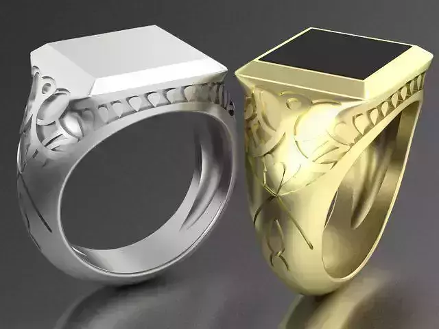 signet mens ring with black onyx two options  3D print model