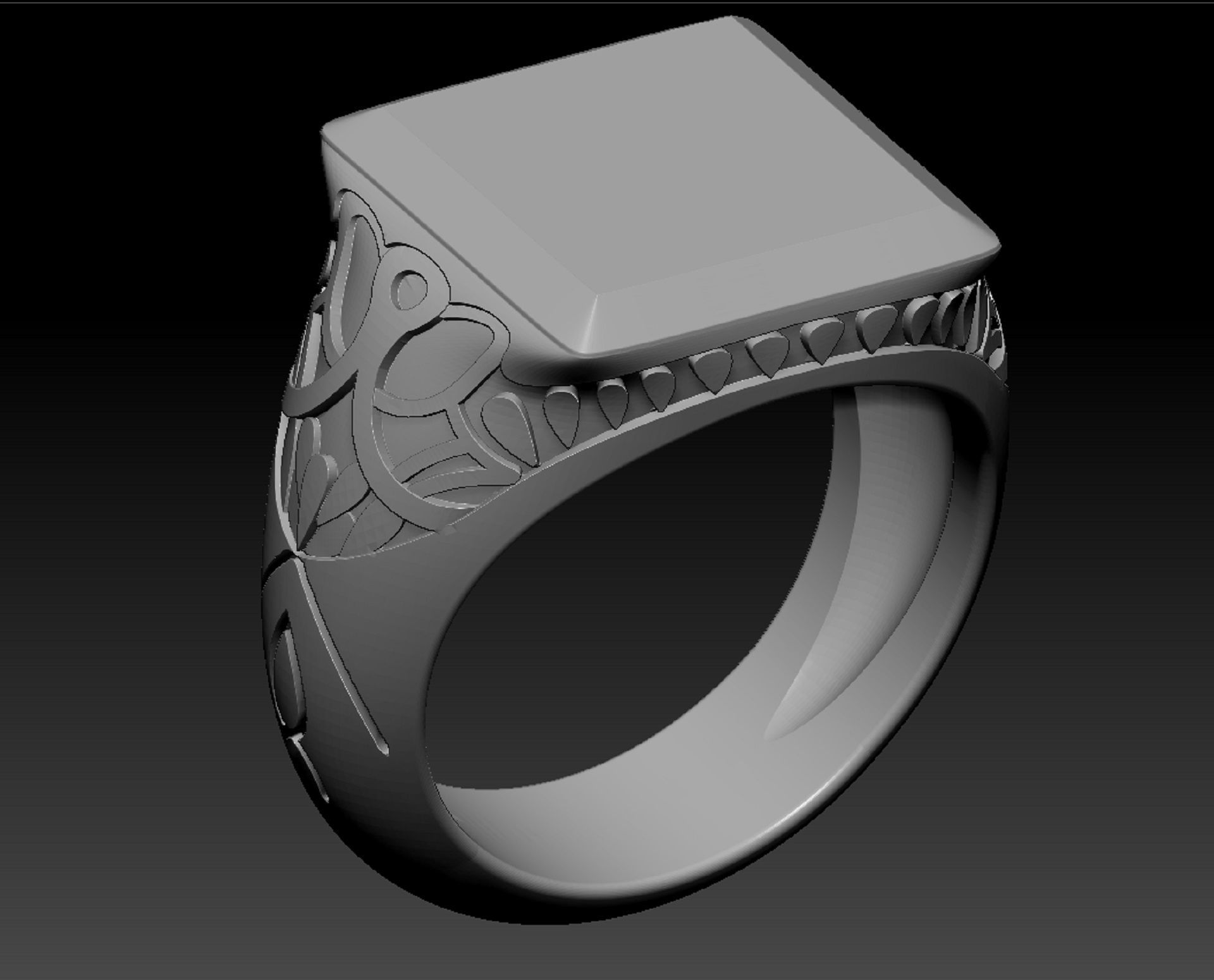 signet mens ring with black onyx two options 3D print model_13