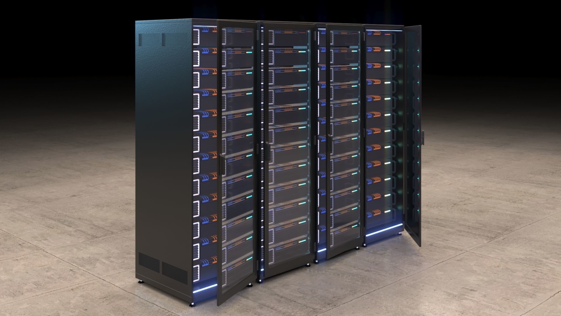 Server Room Racks 3D model_6