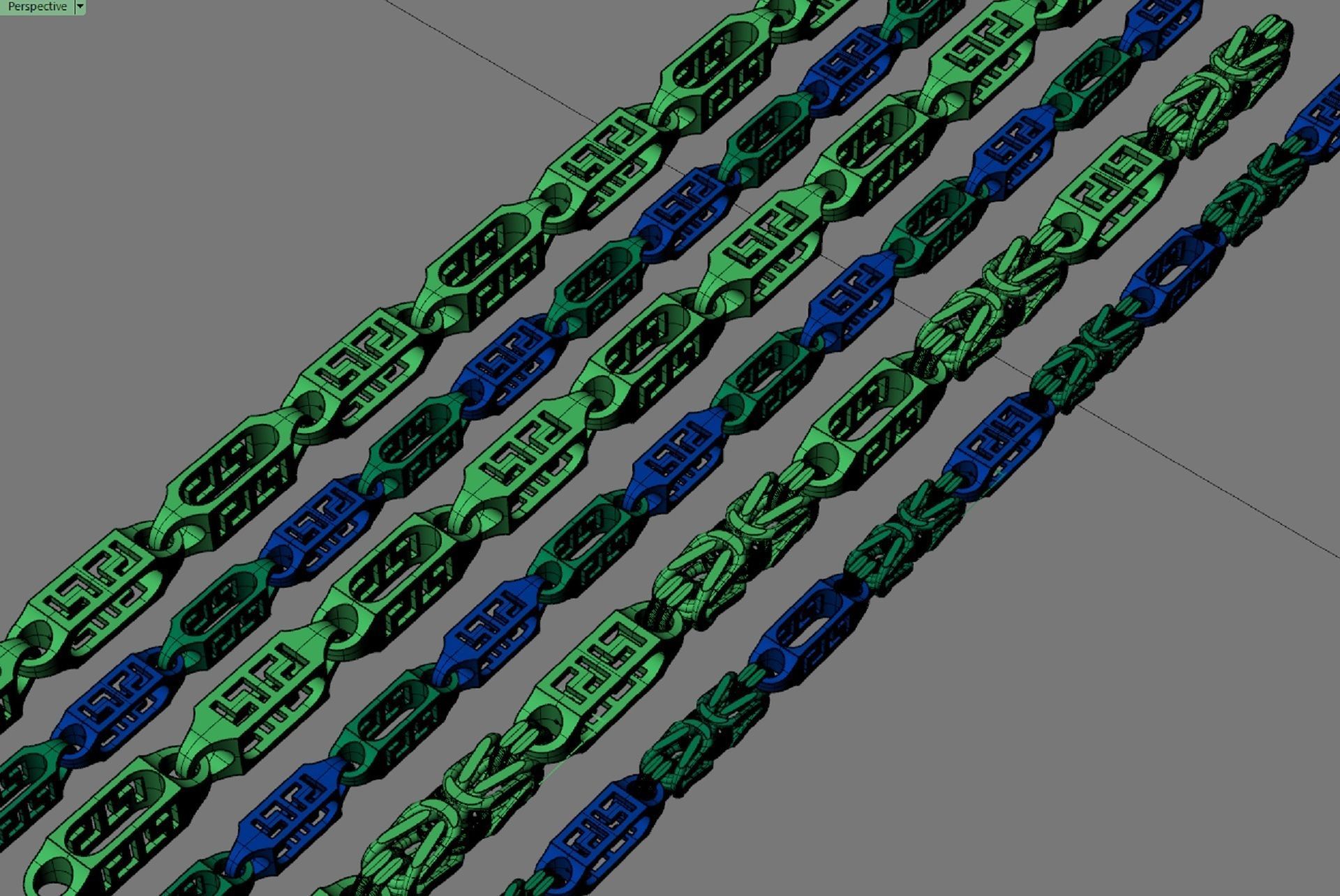 chain or bracelet with a Greek pattern six options 3D print model_1
