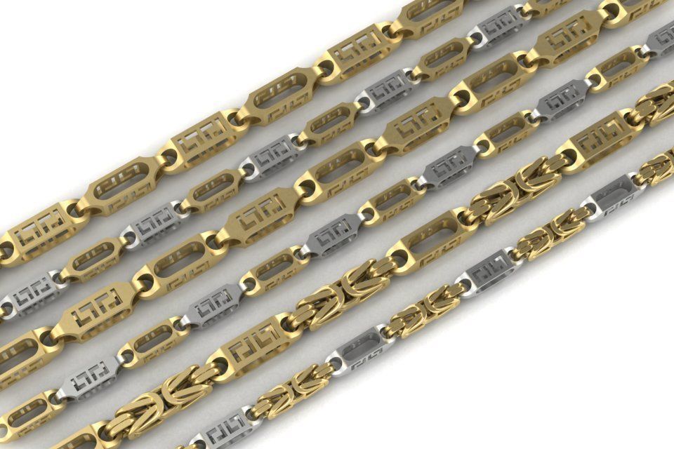 chain or bracelet with a Greek pattern six options 3D print model_2