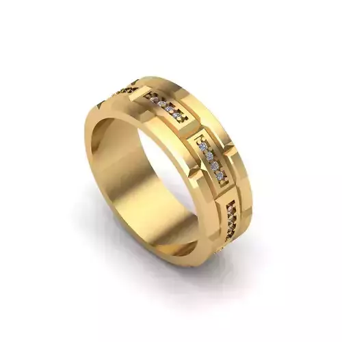 Wedding band with diamonds