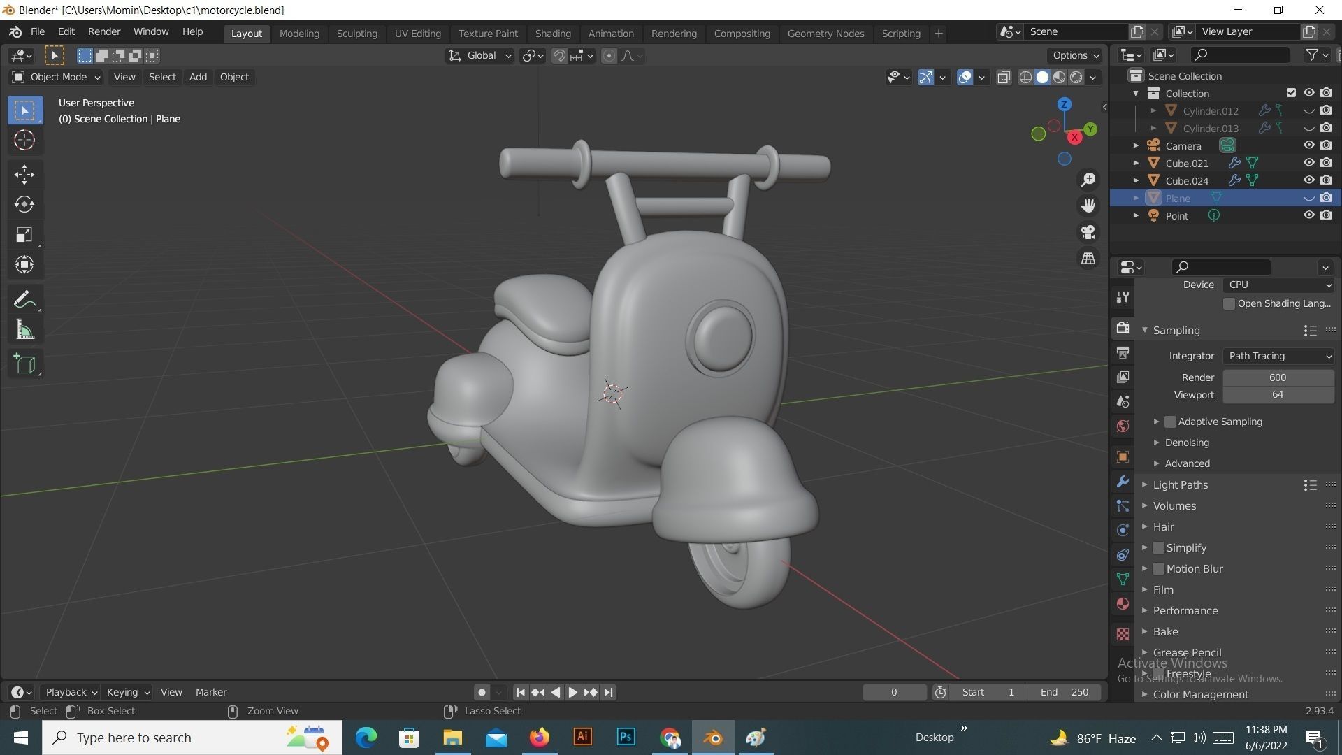 3d low poly motorcycle toy scooter Low-poly 3D model_5